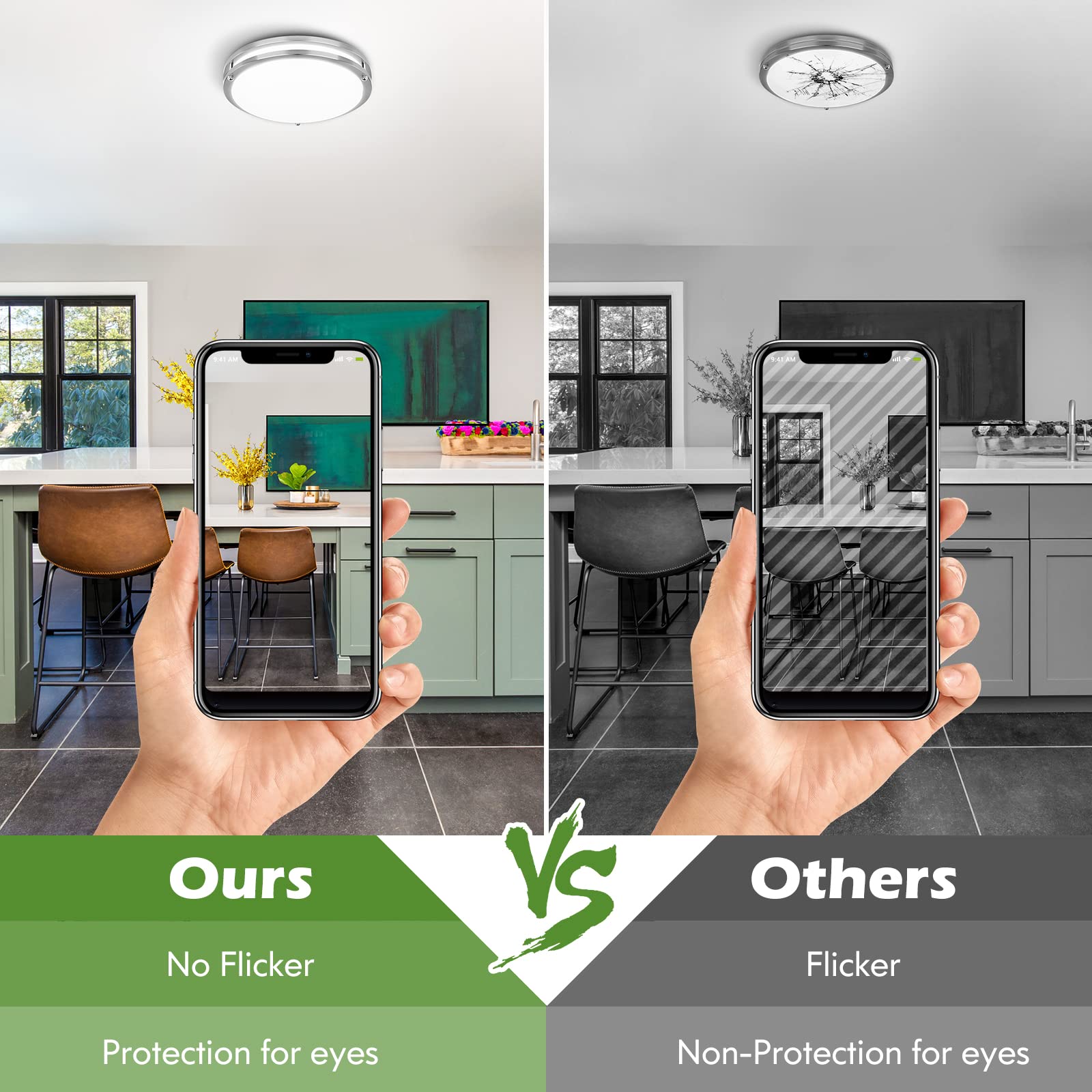 Gobright 2-Pack 36W Led Ceiling Light Fixture, Dimmable 3000Lm, 12In Brushed Nickel