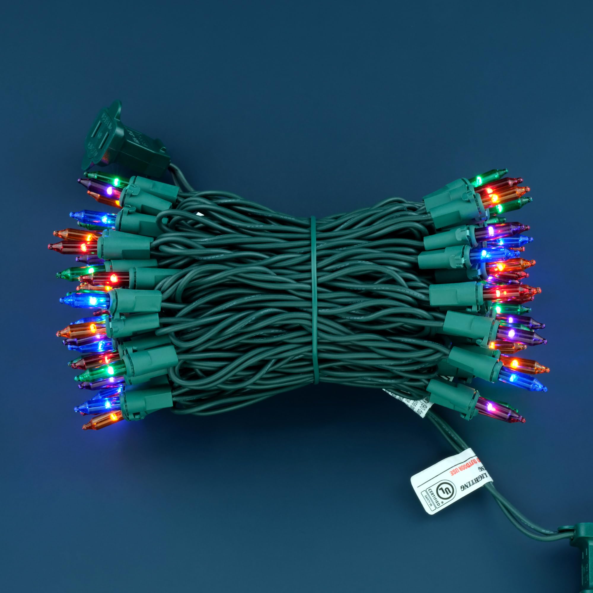 YULETIME Red White & Blue String Lights, 66 Ft, 200 Count, UL Certified, Brown Wire, Christmas & Independence Day Decor