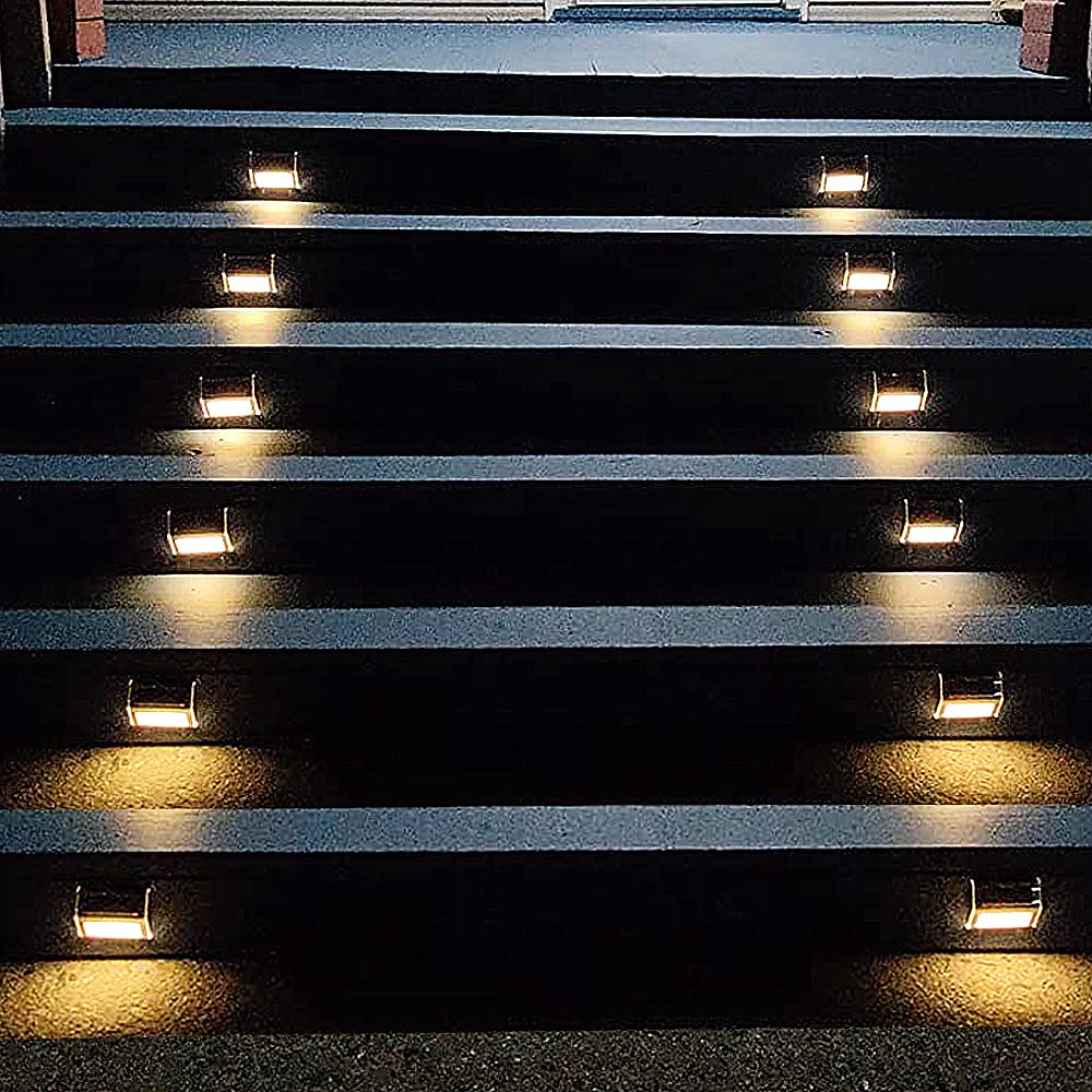 Lightess Solar Lights for Steps - Waterproof Stainless Steel LED Stair Light, 6 Pack, Warm White, Model 7788956