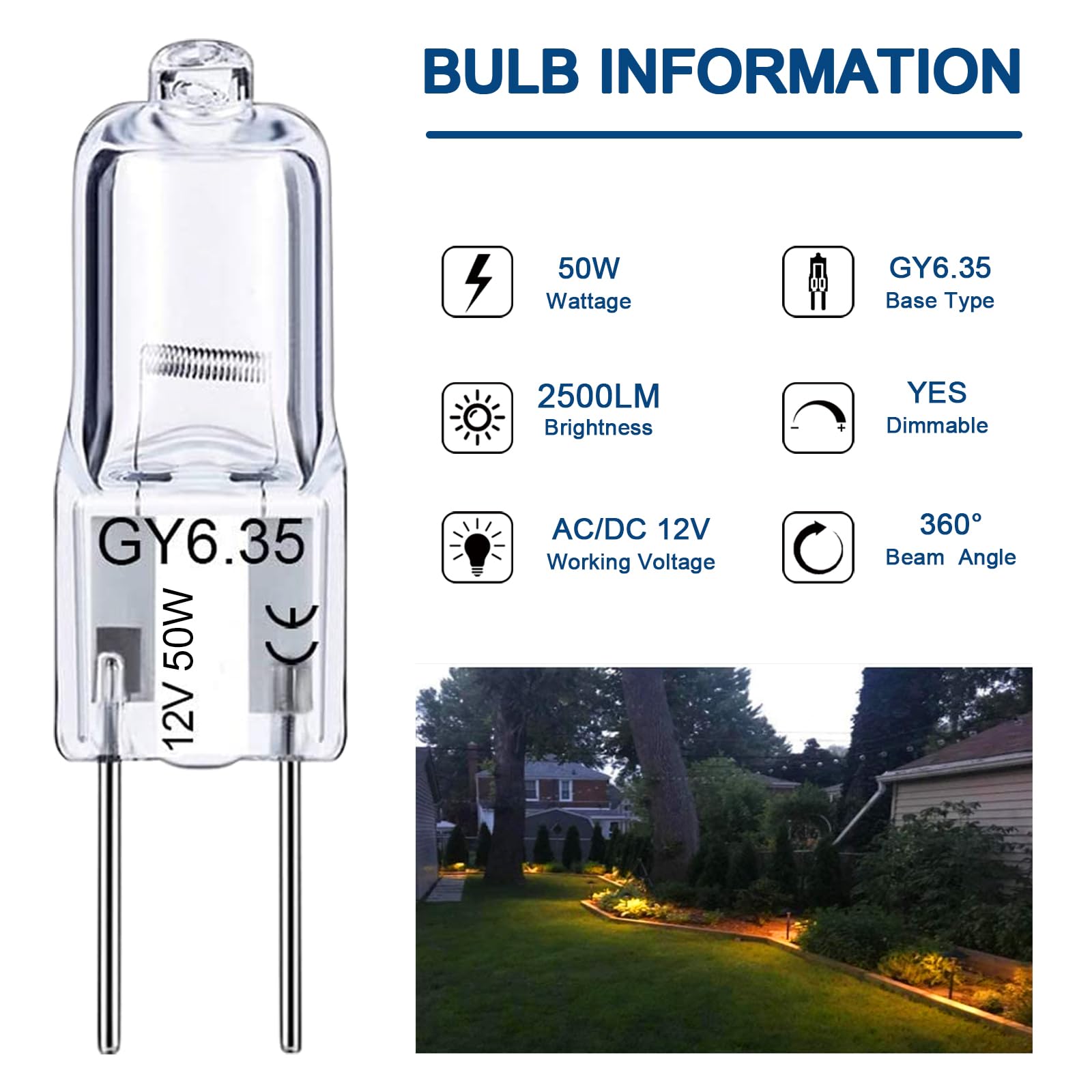 Dumiloo Gy6.35 Light Bulbs, 12V Crystal Clear 2 Pin, T4 Jc Bi-Pin Base G6.35 Capsule Bulb, Dimmable 2700K Warm White 2 Prong Lig