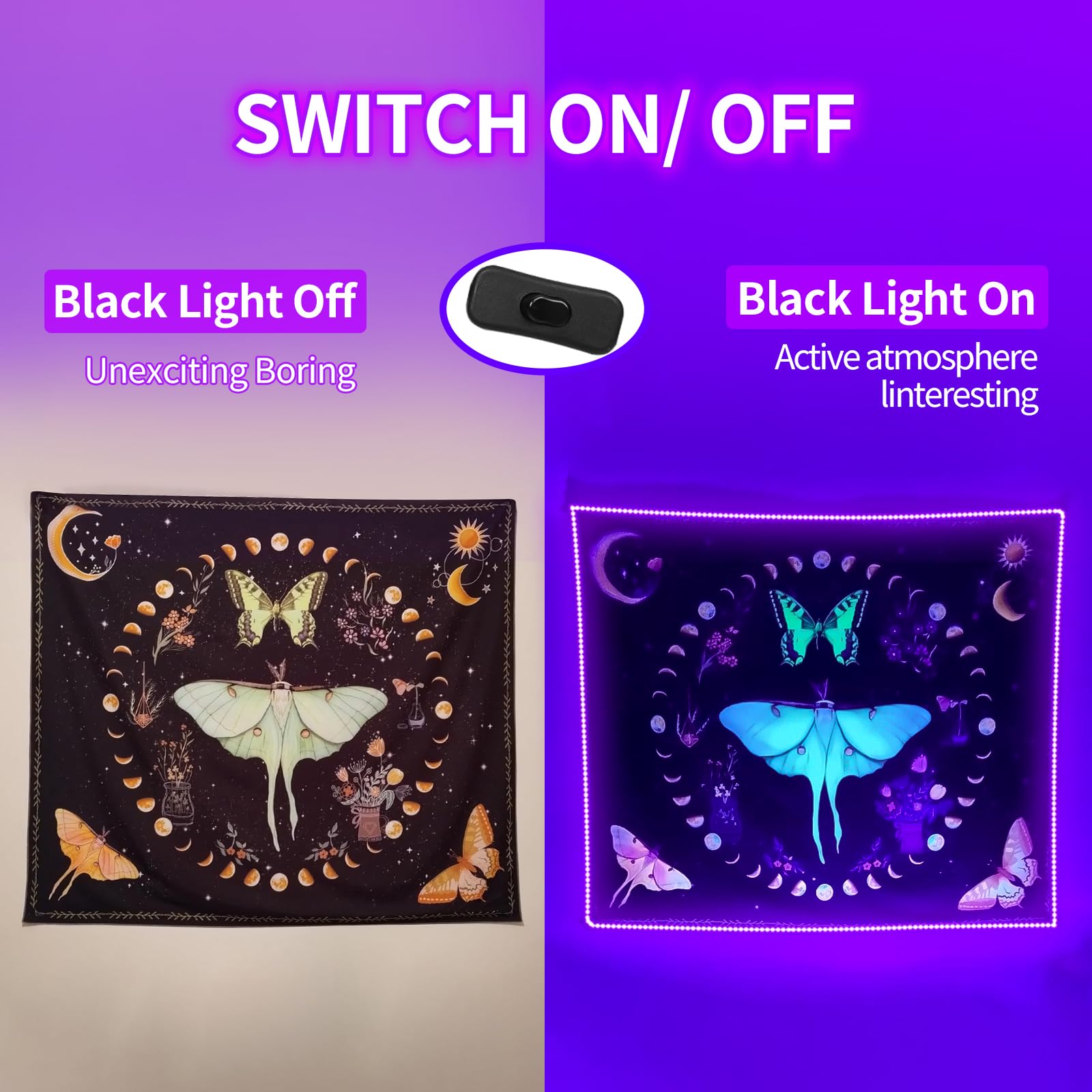 Tigqiang 20Ft Led Black Light Strip, Flexible Purple Light For Indoor Parties, 360 Lamp Beads, Non-Waterproof