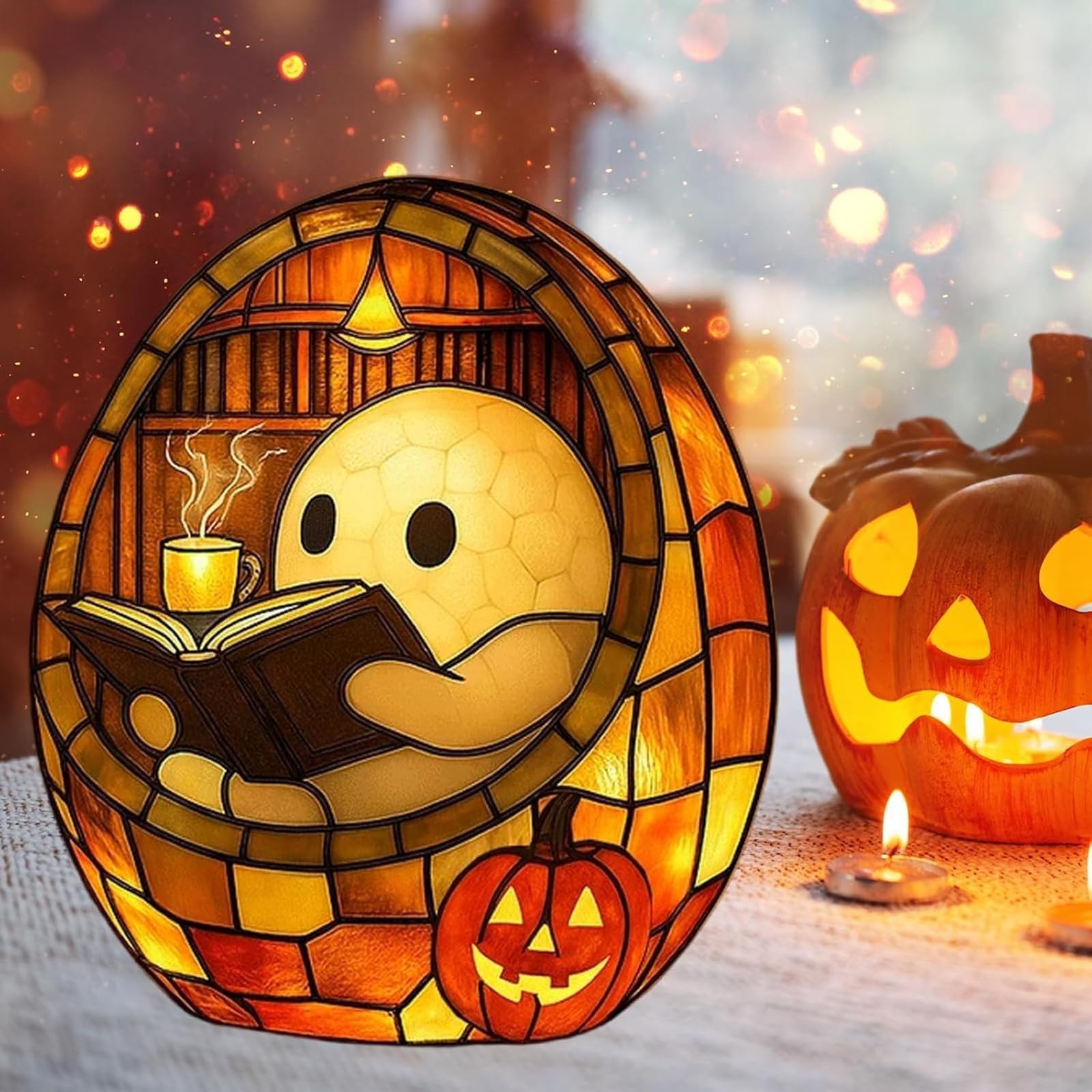 Ghost Bubble Bath Lamp, Ghost Reading Book Led Night Light, Halloween Party Decorations Indoor, Halloween Centerpieces Decoratio