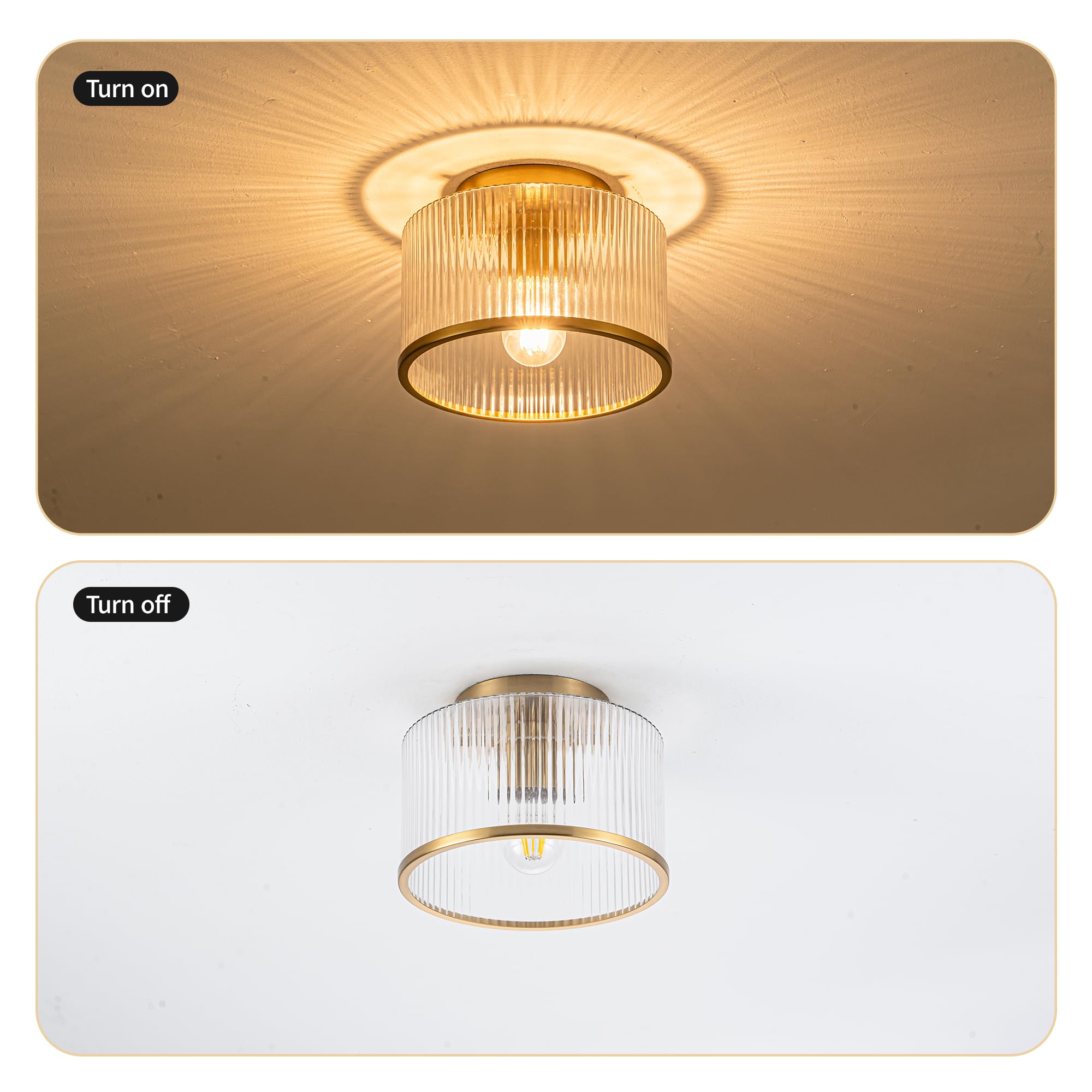 Mayna Modern Gold Ceiling Light Fixture, 1-Light Hallway Light Fixtures Ceiling Mount, Dimmable Foyer Kitchen Lighting Fixtures