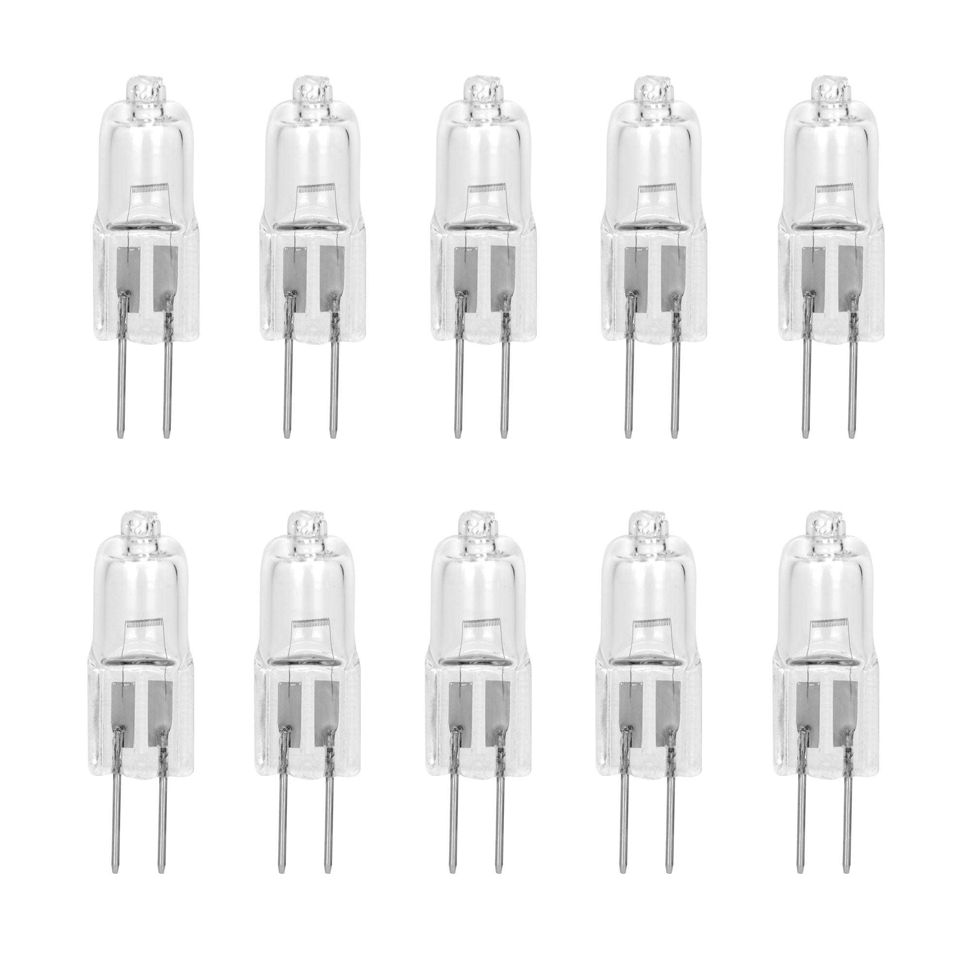 10 Pack Crystal Clear LENSE 10 Watt AC DC 12V Capsule T3 Light Bulb Replacement JC G4 2 Pin Base Halogen Kitchen Table Pendant Lamp 12 Volt 10W Bi-Pin Warm Clear Bright White Landscape Desk Lighting