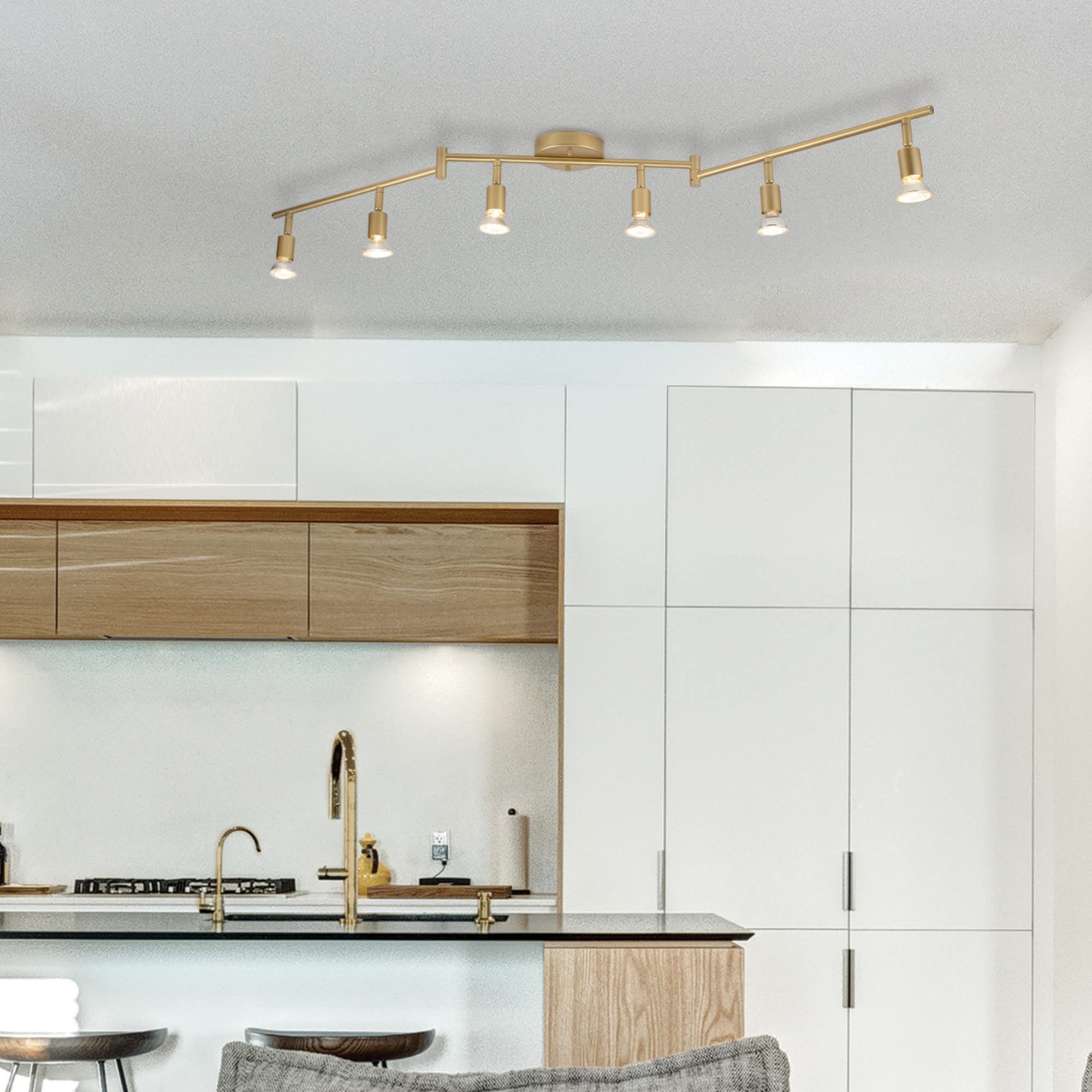 Globe Electric 57505 Payton 6-Light Foldable Track Lighting, Painted Brass