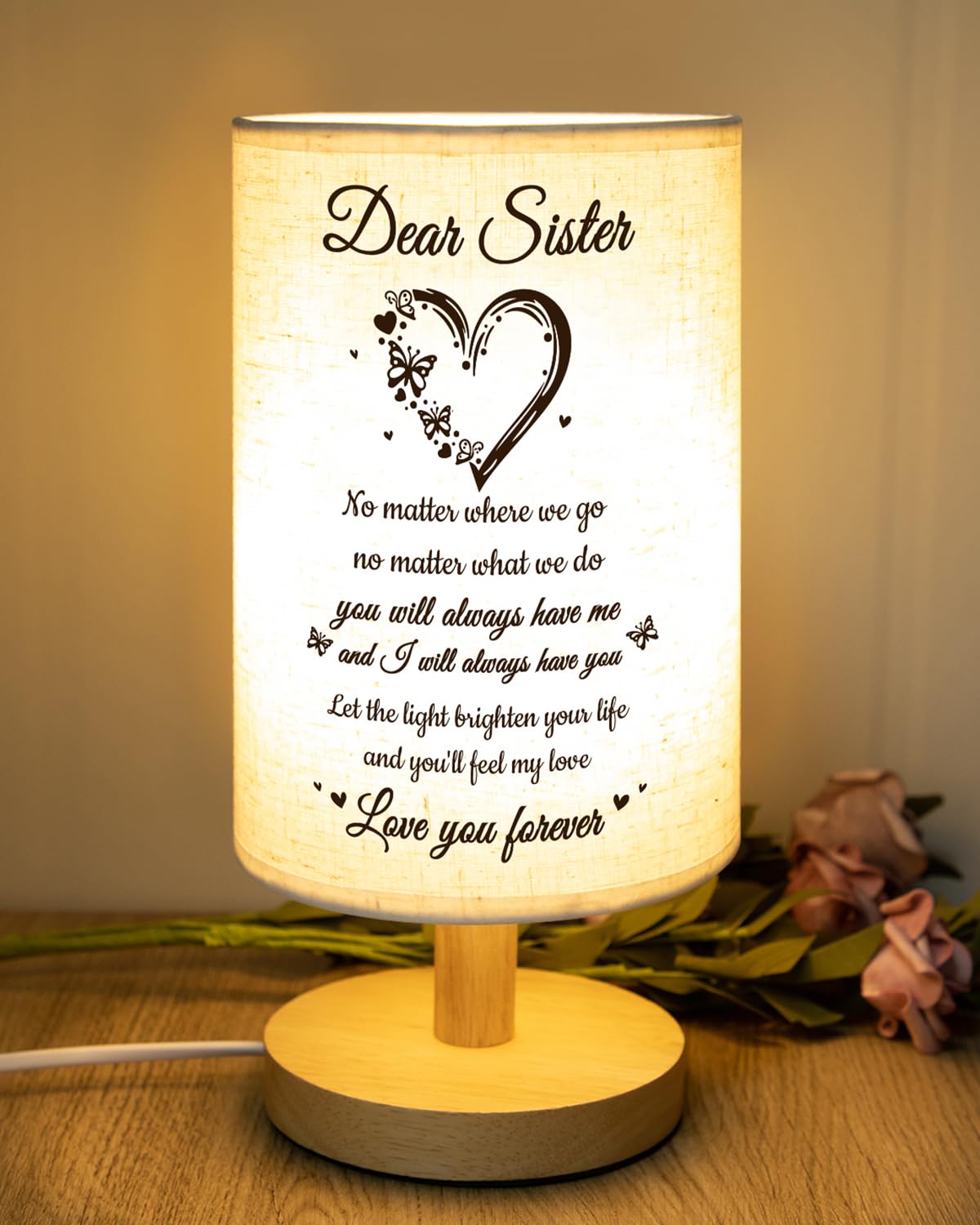 Souhoney Sister Birthday Gifts, Unique Sister Gifts From Sister, Fabric Bedside Lamp Sister Gifts From Sister For Christmas Grad