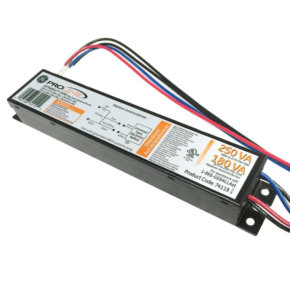 GE ProLine T5 Magnetic Fluorescent Ballast, 250W, 480/277 or 347/200V, Compatible with F54T5/HO, Black, Model 741