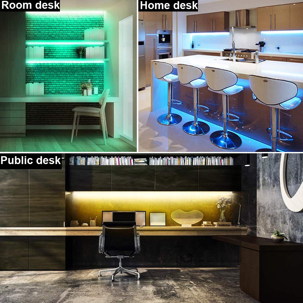 Laifuni Dimmable Under Cabinet Lighting, Rgb Led Light Bar, Rf Remote Control Lamp, Multicolor Under Counter Lights For Desk, Ro