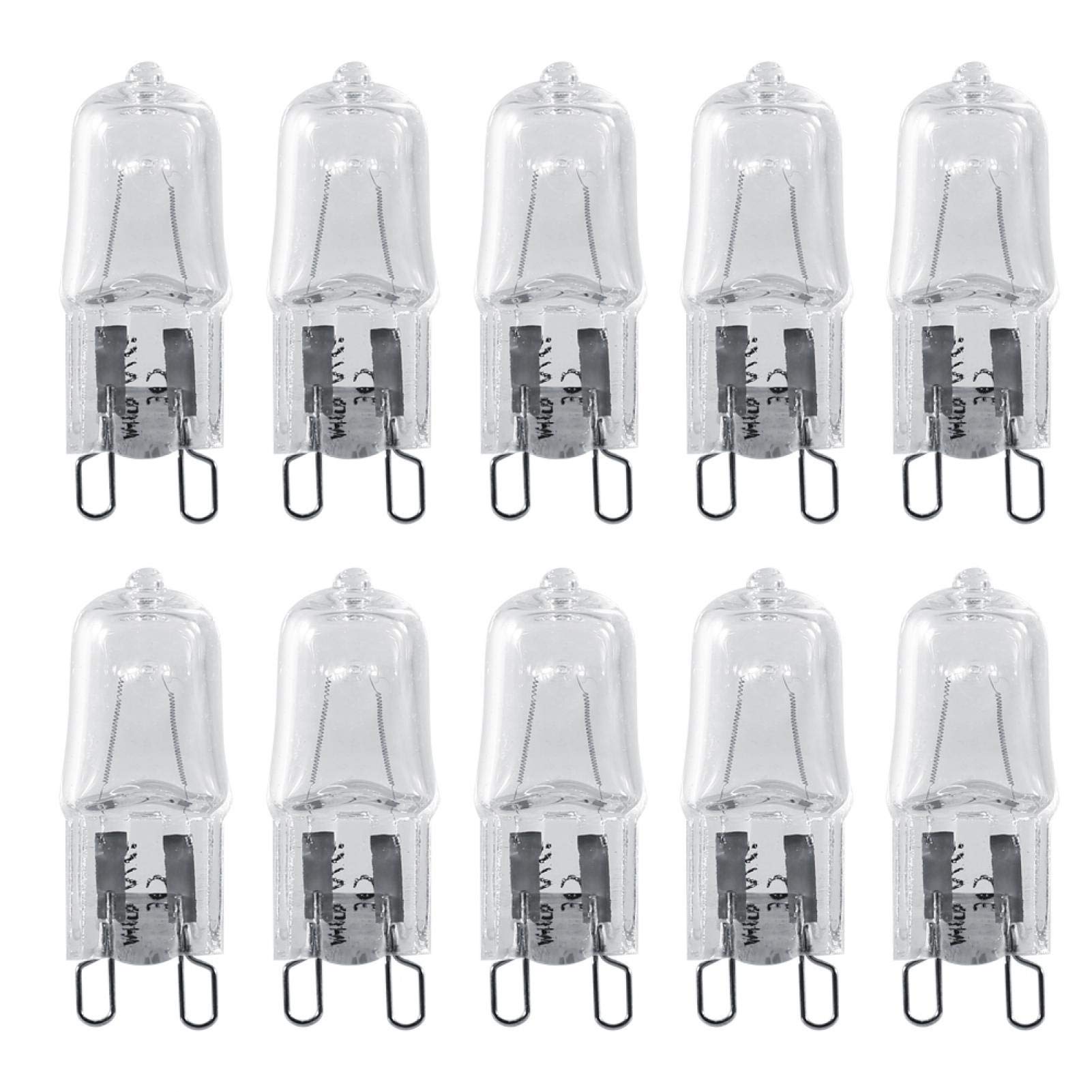 Aunmas 10Pcs G9 Base Halogen Light Bulb 120V 40W 2900K Led Lighting Replacement Home Warm White Bright For Ceiling Light, Under