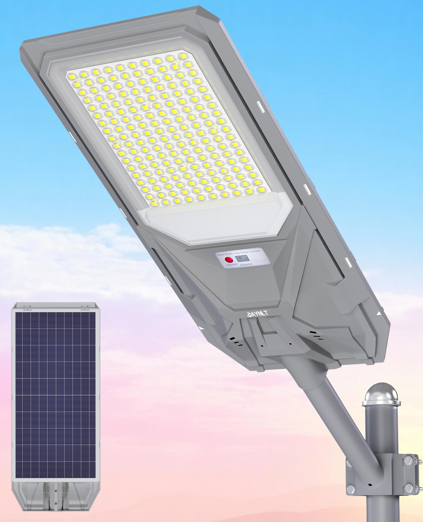 JAYNLT X-10000W Solar Street Lights 6500K Commercial Parking Lot Light Dusk to Dawn Dusk to Dawn IP68 Waterproof Flood Security Street Lights Motion Sensor for Parking Lot Road