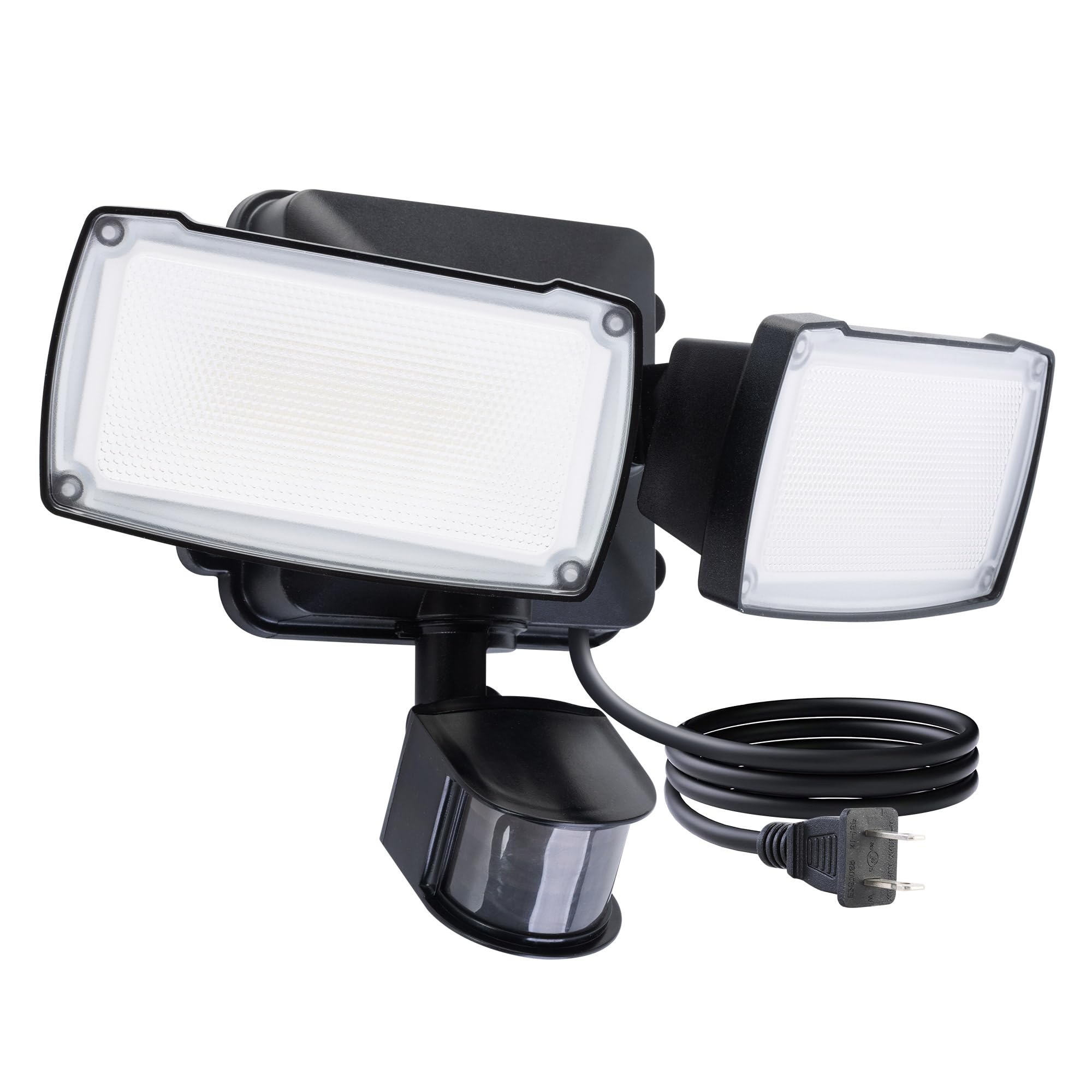 LUTEC 21W Outdoor Motion Sensor Flood Light, 2500LM, 5000K Daylight, IP65 Waterproof, 2 Heads, Black, Model 76354313xx