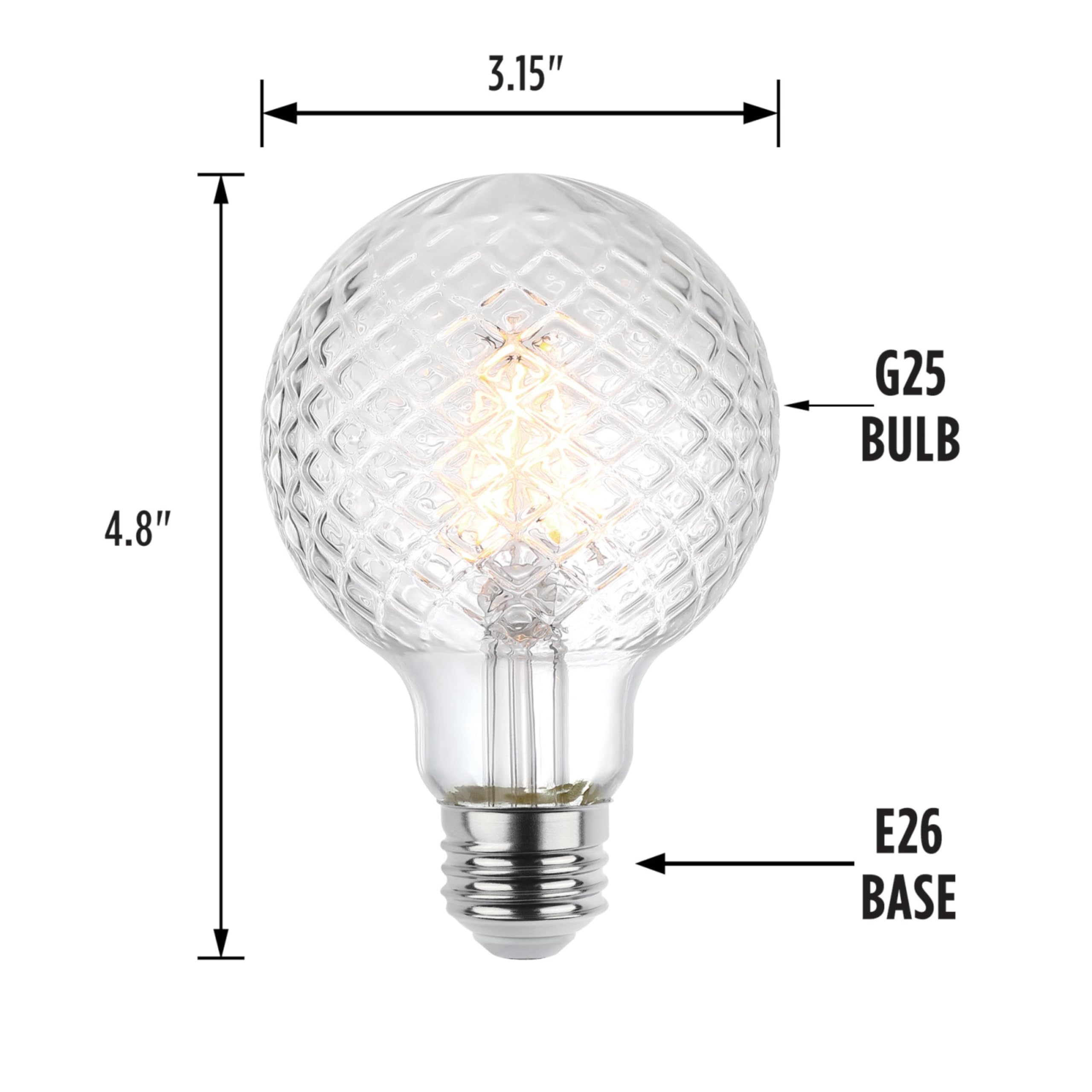 Westinghouse G25 Dimmable Clear Filament LED Light Bulb, 5.5W (40W Equivalent), Medium Base, 6 Pack, Glass, Clear