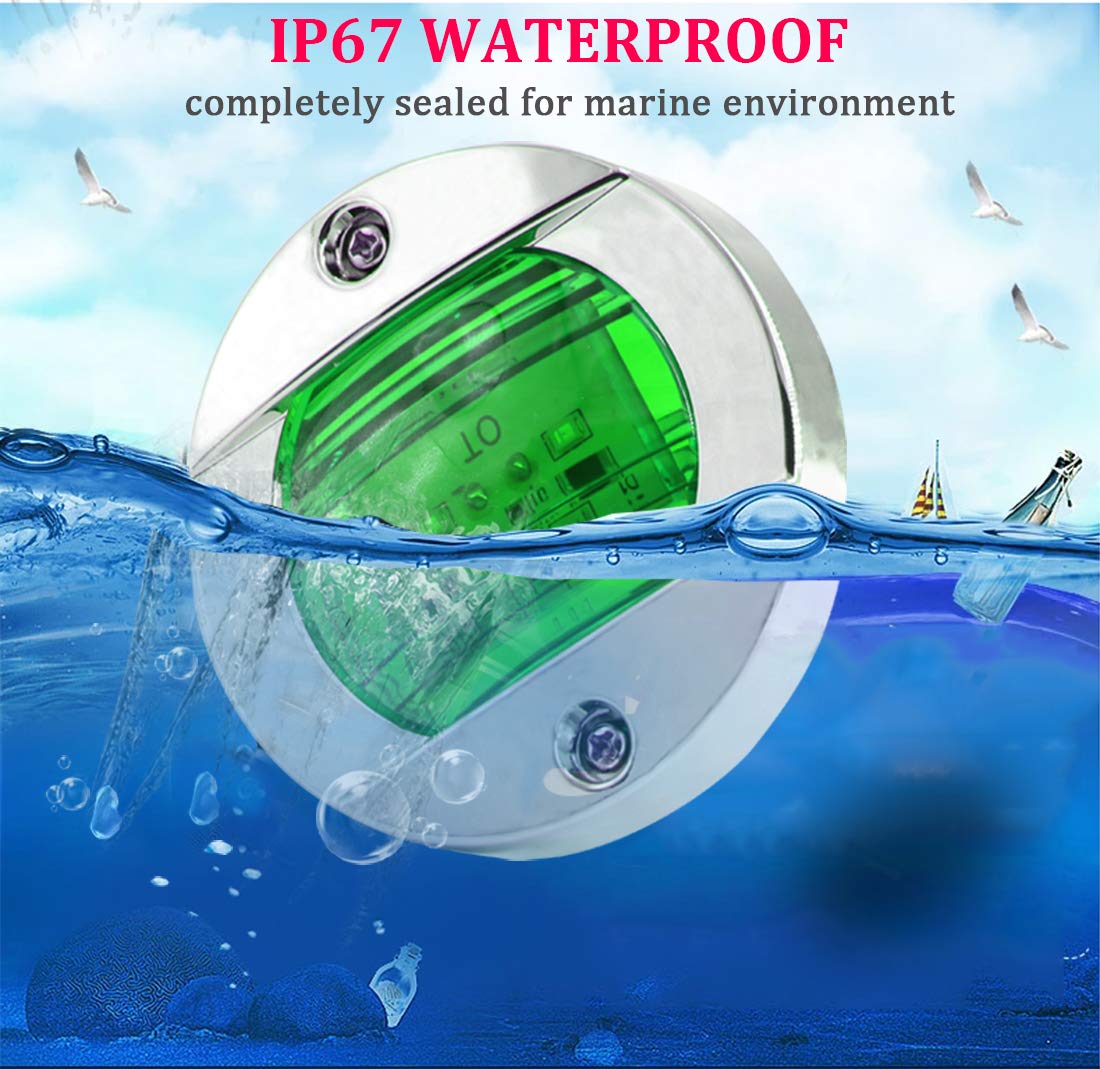 Boaton LED Night Fishing Lights - Green Courtesy & Deck Lights for Boats and Yachts
