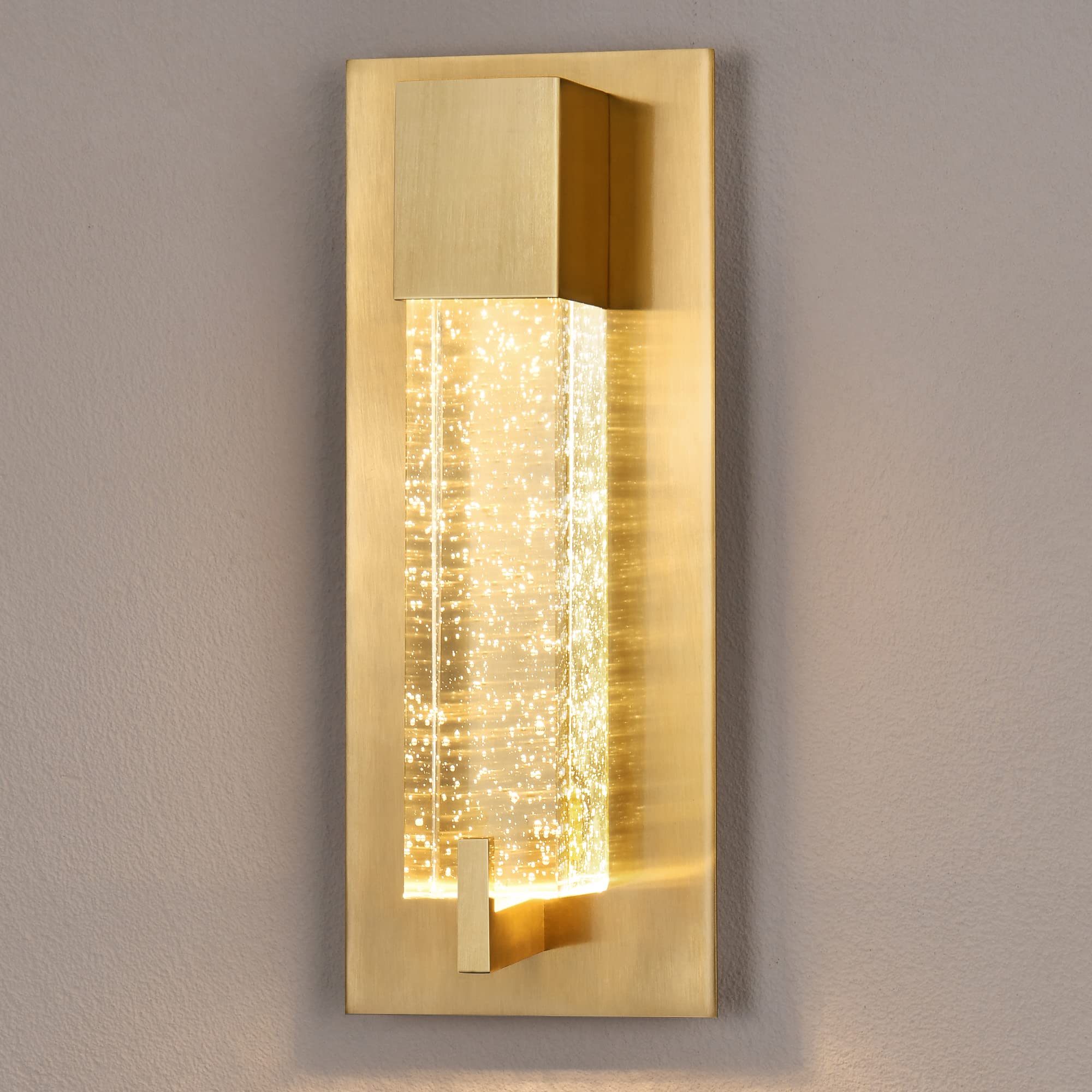 WOSHITU LED Wall Sconce Light: 11 Inch Gold Modern Sconces Wall Lighting 3000K Dimmable Crystal Wall Lamps Indoor Bathroom Sconc