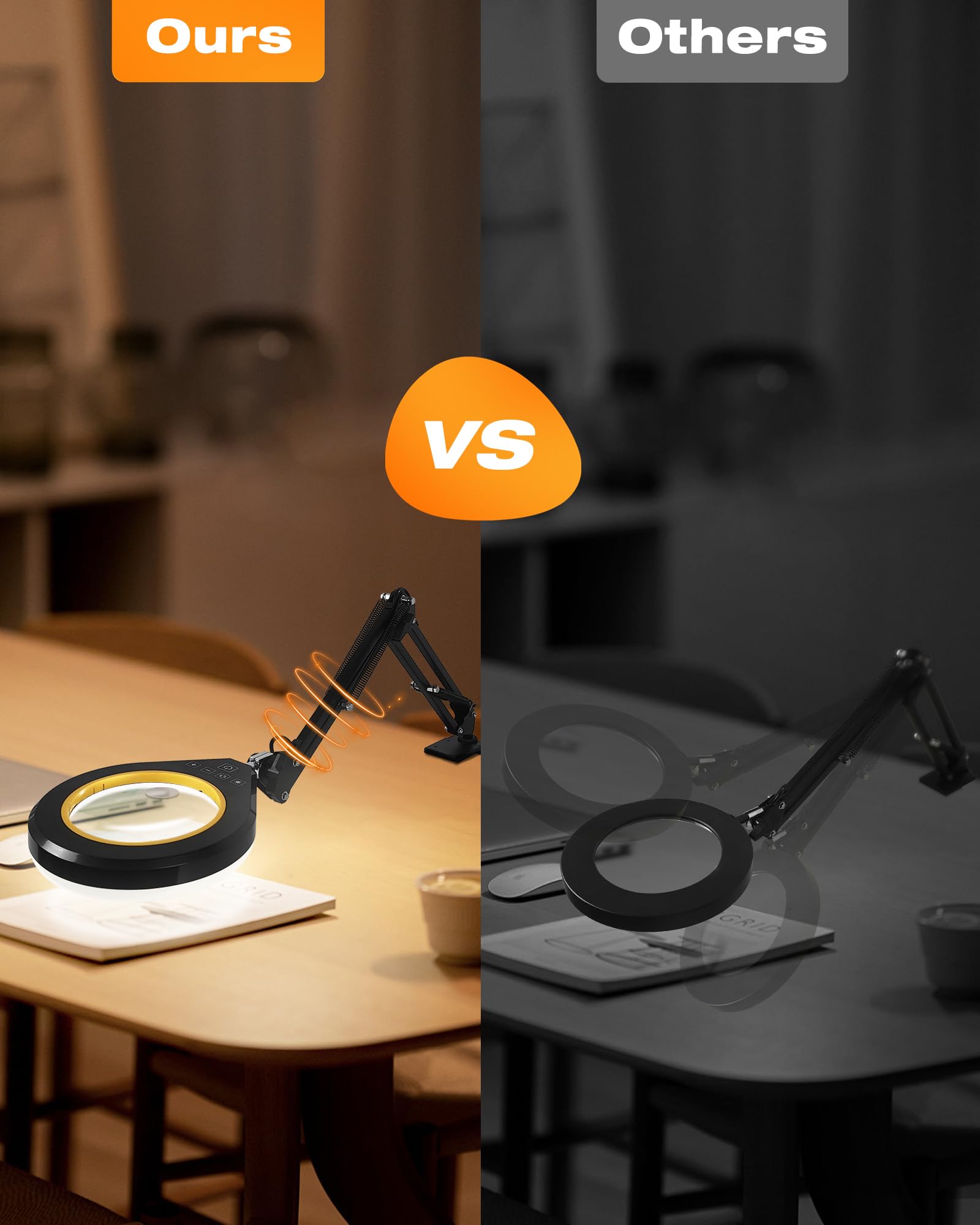 Magnifying Glass With Light, 10X & 5X Lighted Magnifying Glass, Stepless Dimmable Magnifier With Lamp, Adjustable 10 Brightness