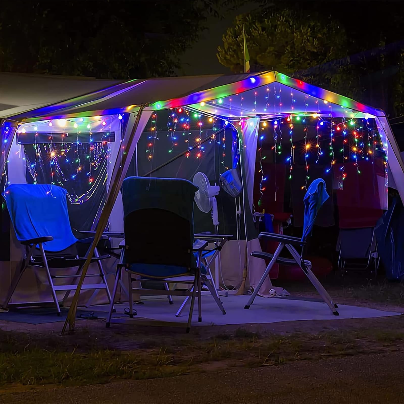 KiflyTooin Solar Christmas Lights Outdoor 320LED 29.5ft Waterproof Curtain Fairy Lights Red Green