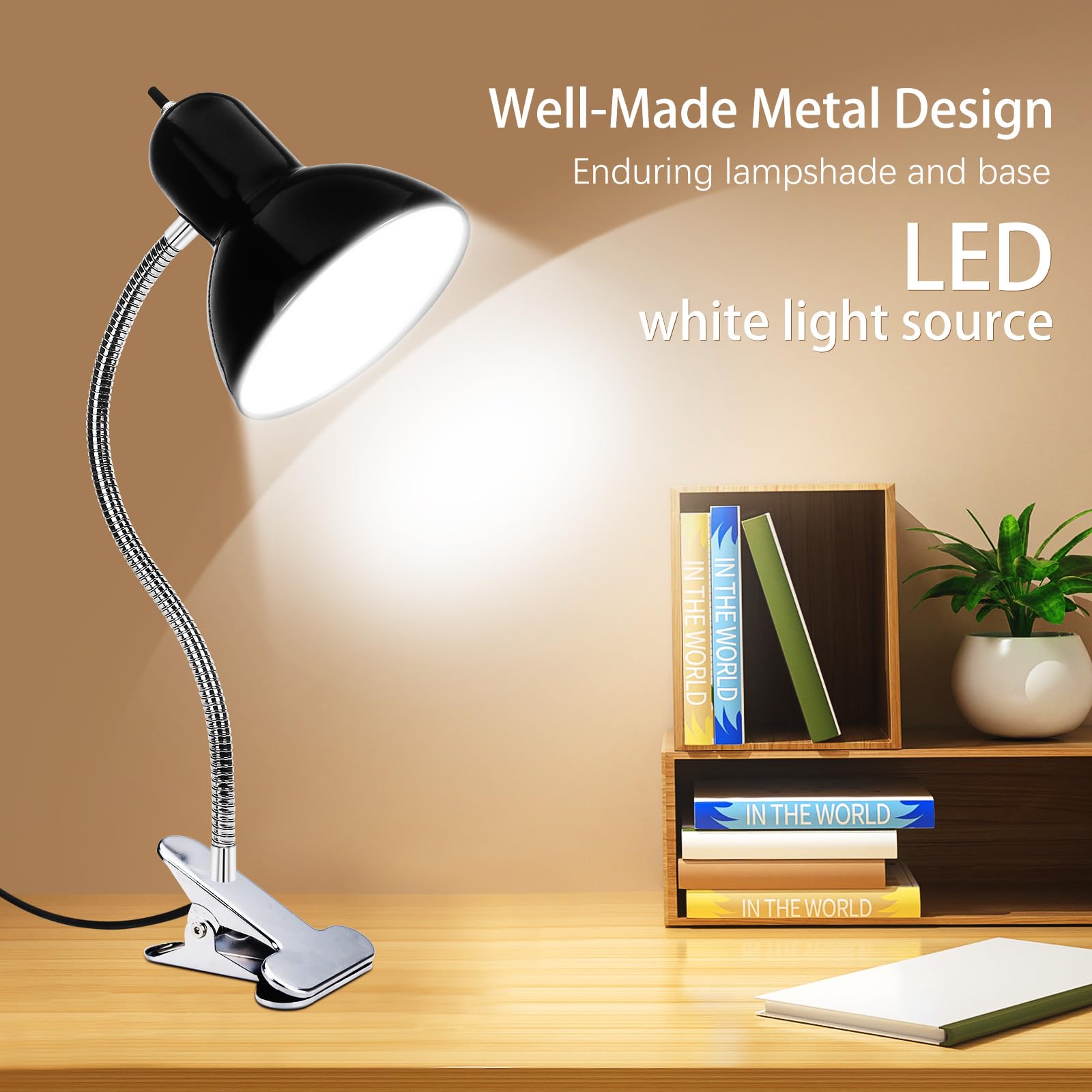 10W Wangjiatai Desk Lamp,Eye Protection Led Clamp Lamp,360Adjustable Gooseneck Clip On Lamp,Portable Reading Light,Study Clamp L
