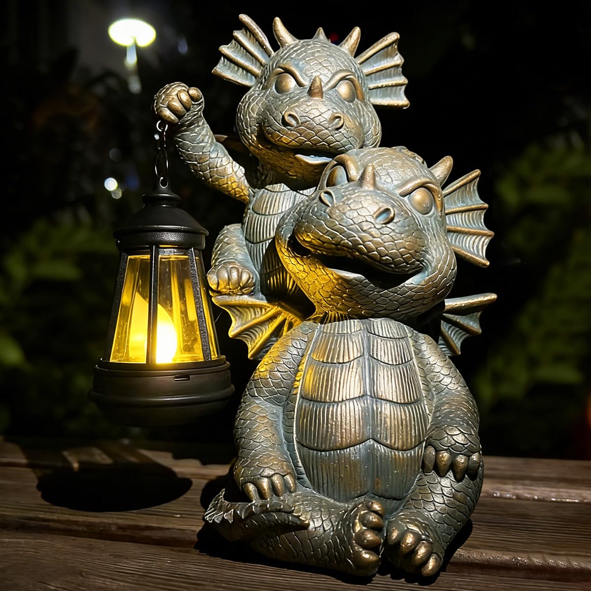 Giyyomtr Solar Garden Outdoor Statues Lantern Figurines Light Decorations for Outdoor Patio Balcony Yard Lawn, Ideal Gifts for M