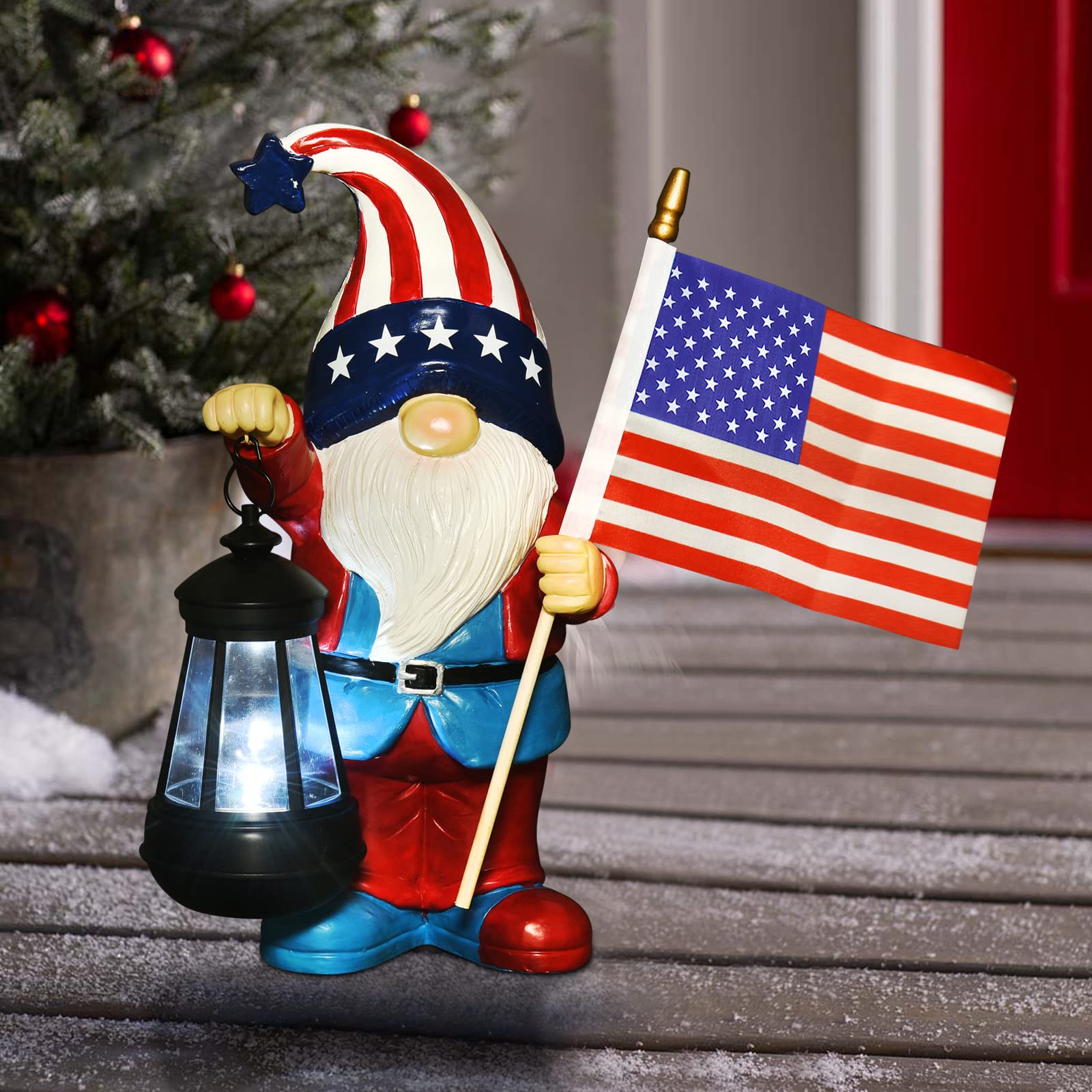 Solar Gnomes Statues For Garden Decor: Outdoor Sculptures For Clearance Lights For Outside Lawn Ornaments Porch Patio Balcony Ya