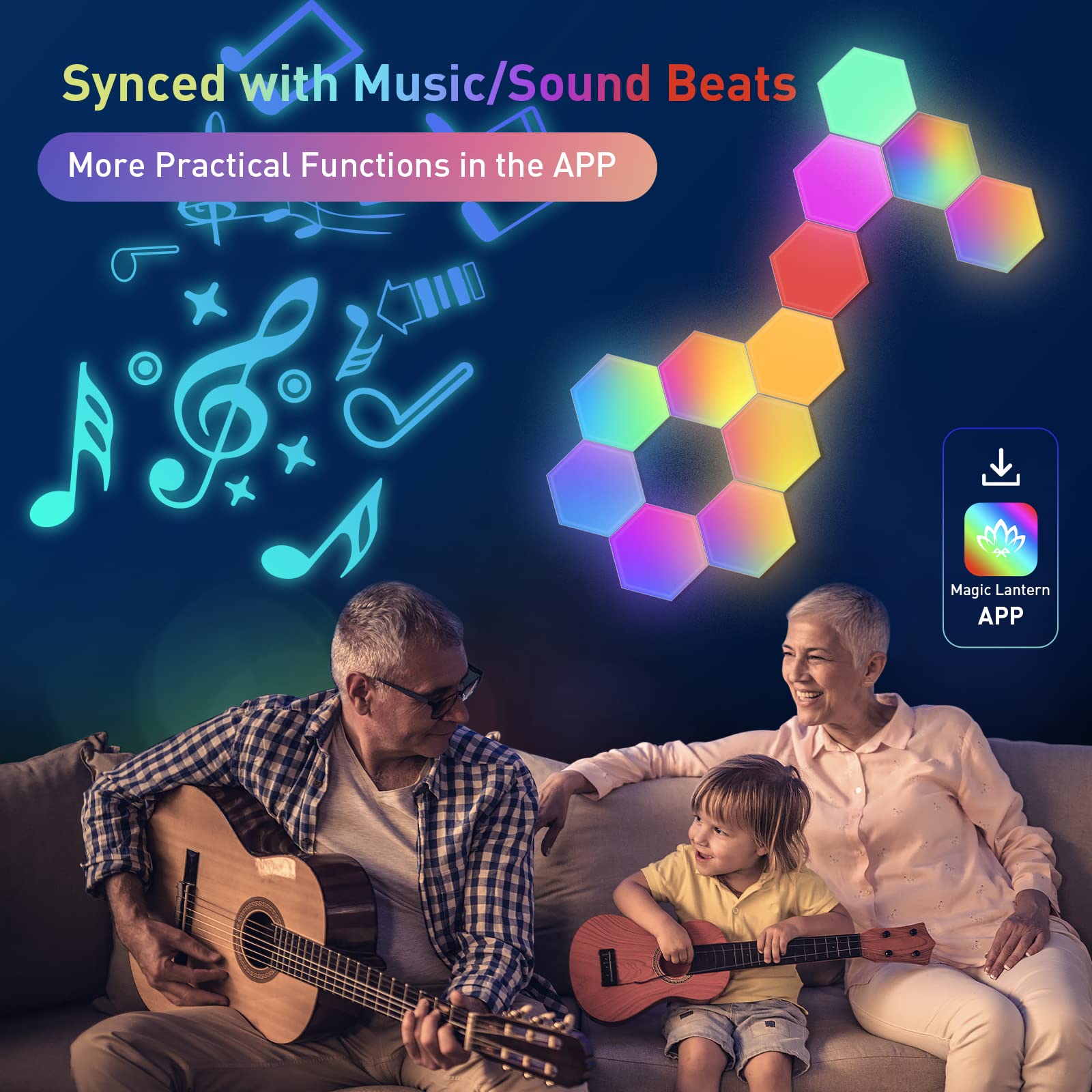 Jimimoro 12 Pack Hexagon Light Panels - Smart Rgb Hexagon Led Lights Wall Lights With App & Remote Control Cool Music Sync Gamin