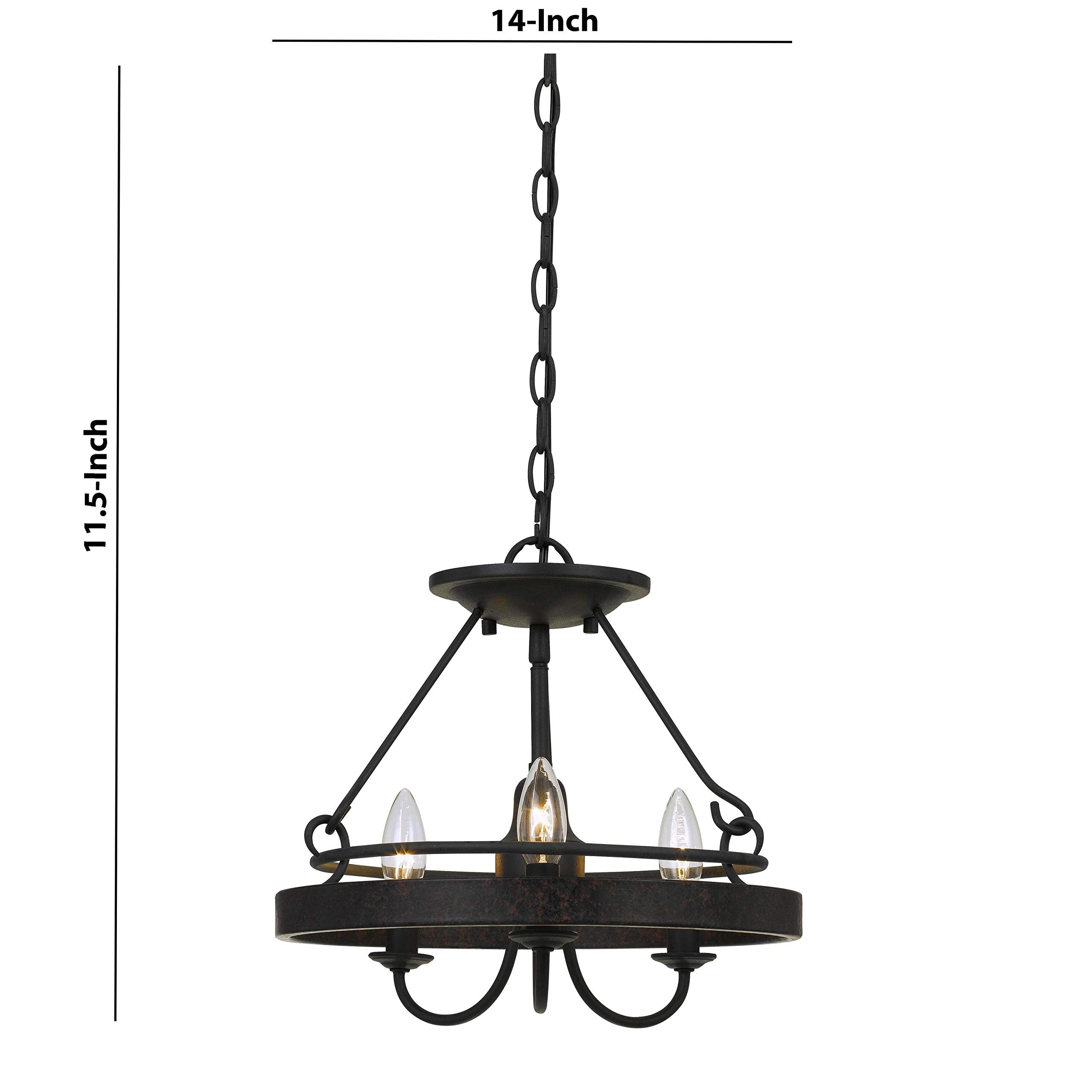 Benzara Metal Frame Pendant Light, 60in Length, 3 Watt, Textured Gray, Hardwired Switch, Model BM224944