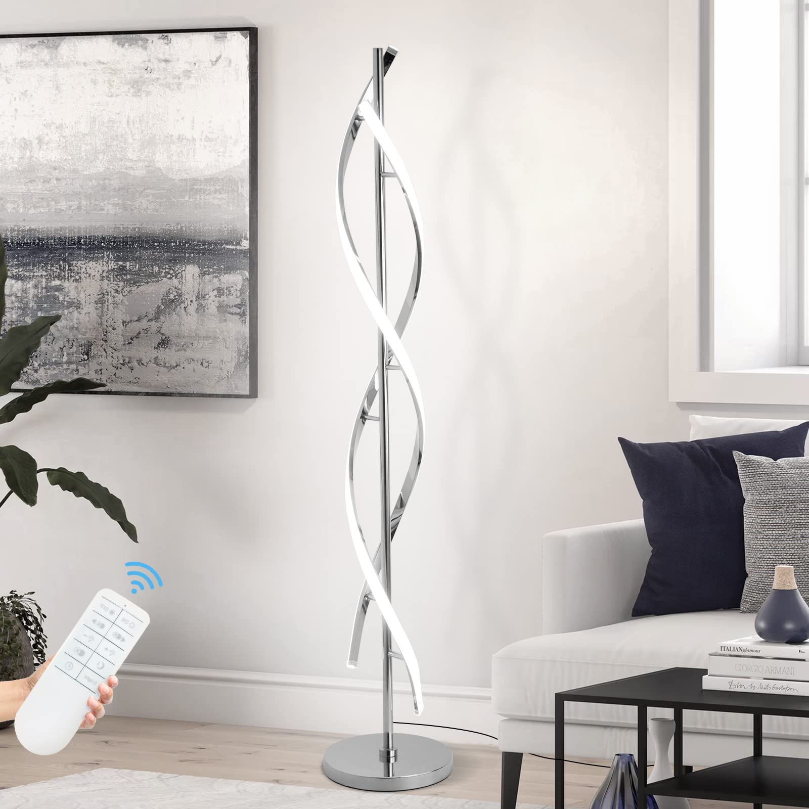 EIDEARAY LED Modern Floor Lamp for Living Room, 40W 3 Colors Stepless Dimmable and Color-Changing Bright Floor Standing Lamp,60'
