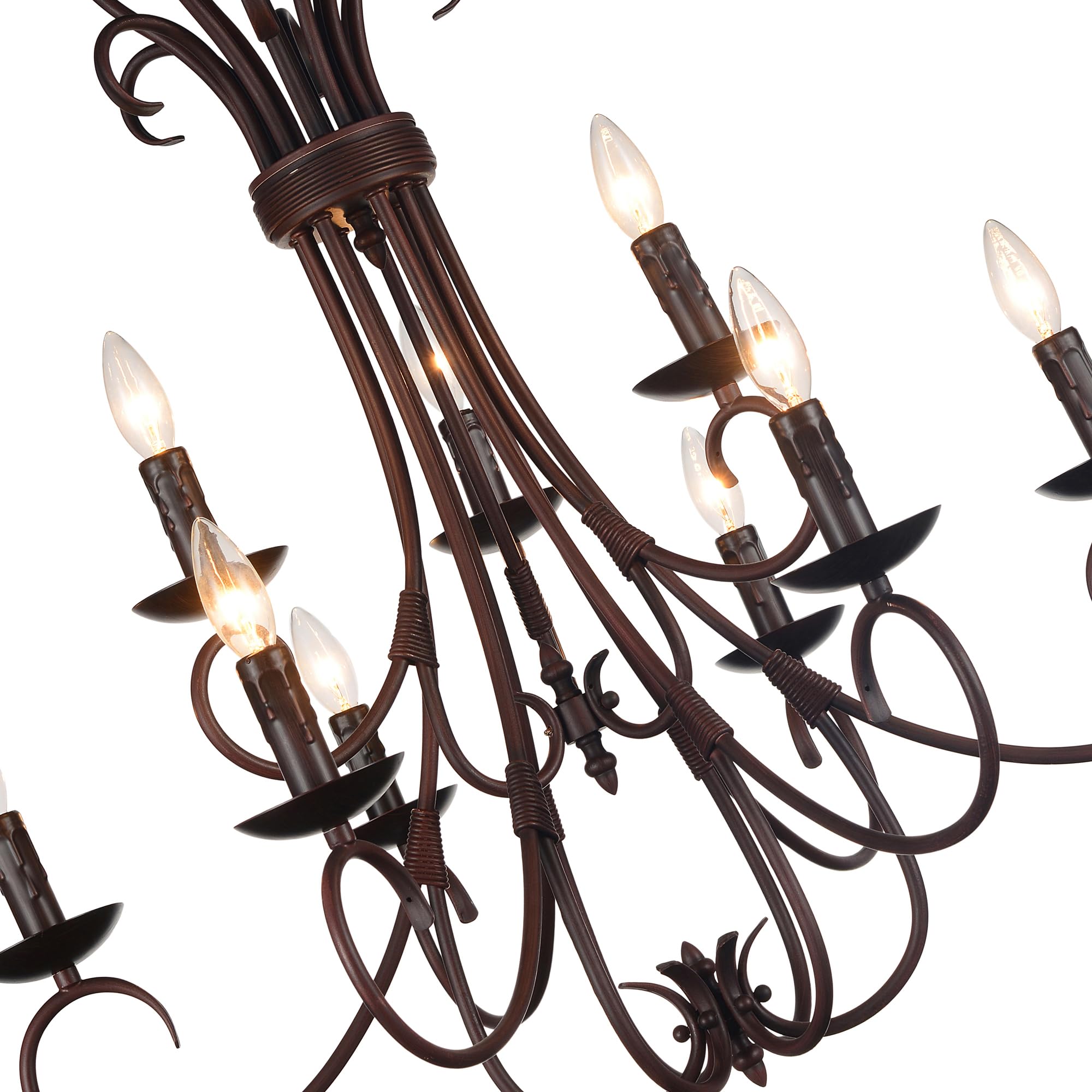 CWI Lighting Maddy 9 Light Up Farmhouse Metal Chandelier in Oil Rubbed Brown