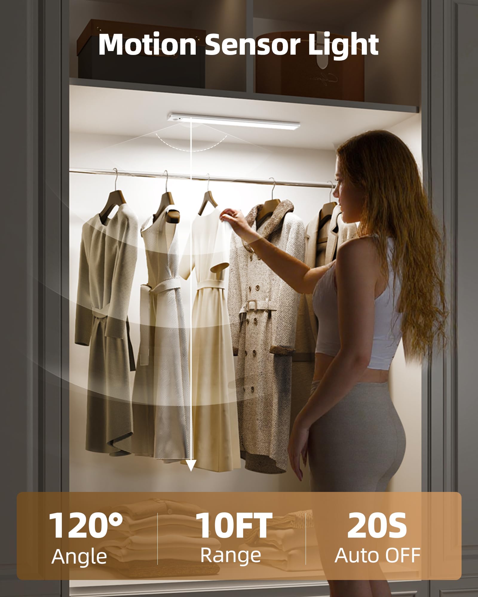 AMETHEUS LED Under Cabinet Lighting, 6 Pack Rechargeable Motion Sensor, Dimmable, 3 Color Temps, Wireless for Kitchen & Stairs