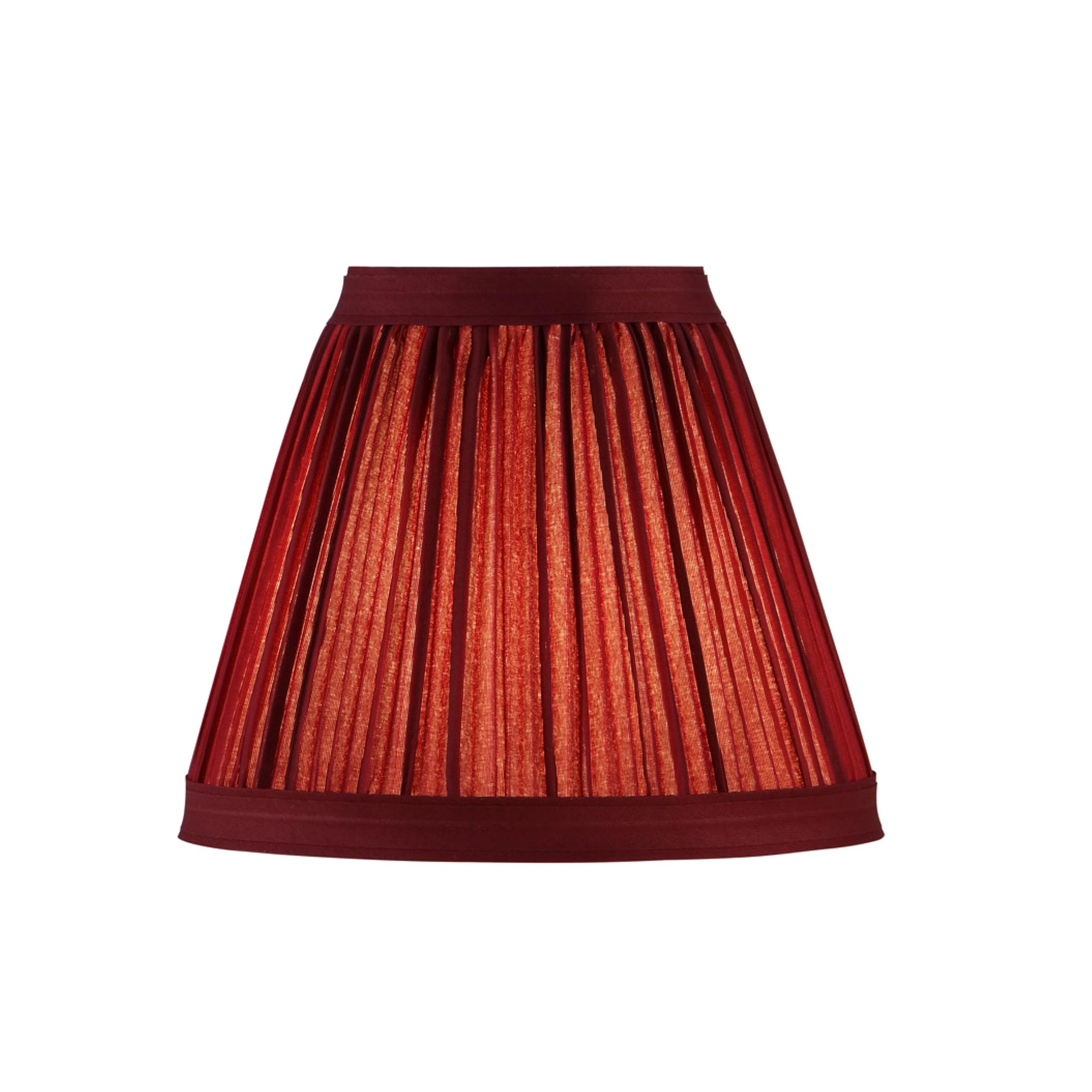 Aspen Creative 33124-6 Small Pleated Empire Shape Chandelier Clip-On Lamp Shade, Burgundy, 3'' Top X 6'' Bottom X 5'' Slant, 6 P