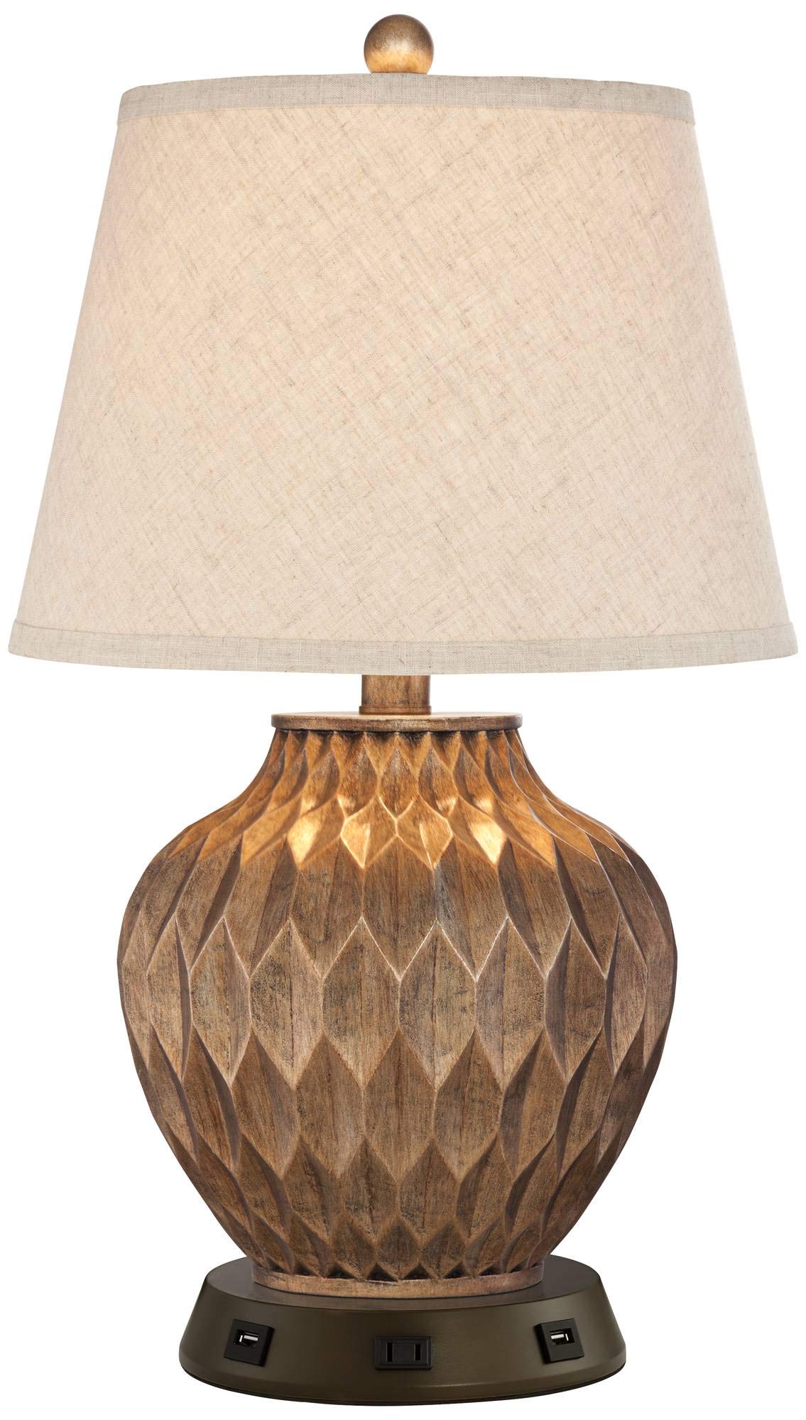 Buckhead Accent Urn Table Lamp with USB and AC Power Outlet Workstation Charging Base Urn 22 High Warm Bronze Geometric Tapered