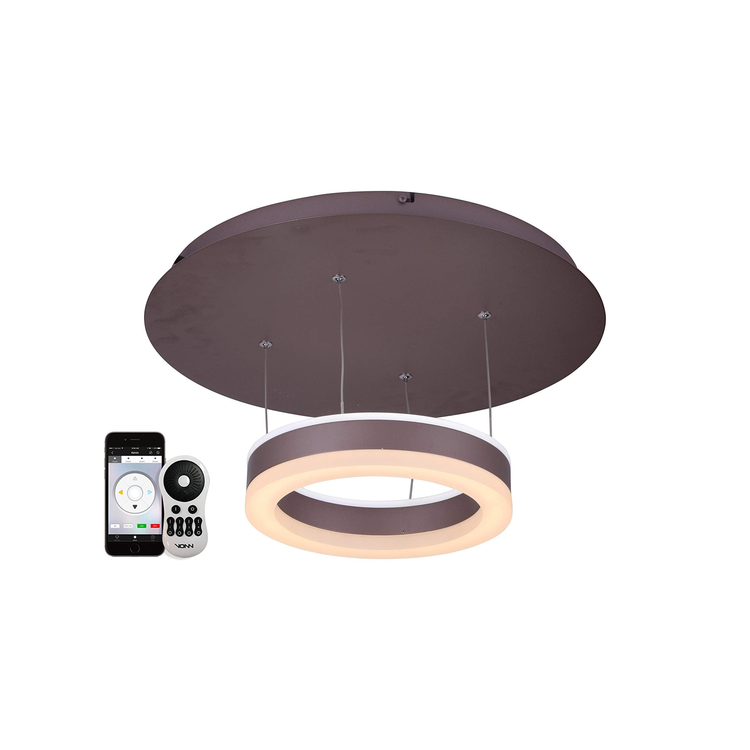 Vonn 11" Wifi-Enabled Tunable White Led Pendant Light, Mocha, Aluminum, Color-Changing Fixture