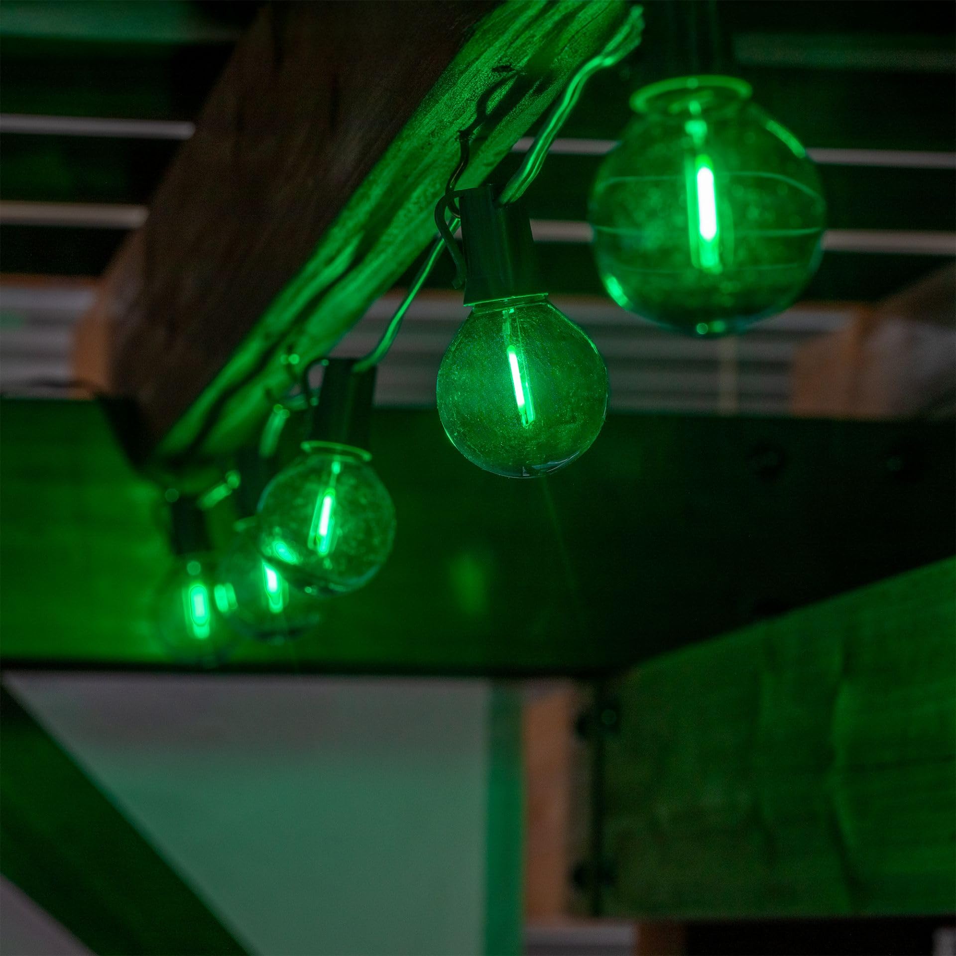 Novelty Lights 25 Pack Green G40 Led Filament String Light Bulbs  E12/C7 Candelabra Base  5 Watt Equivalent  Shatterproof Replacement Bulbs For Patios  Canopy Lighting