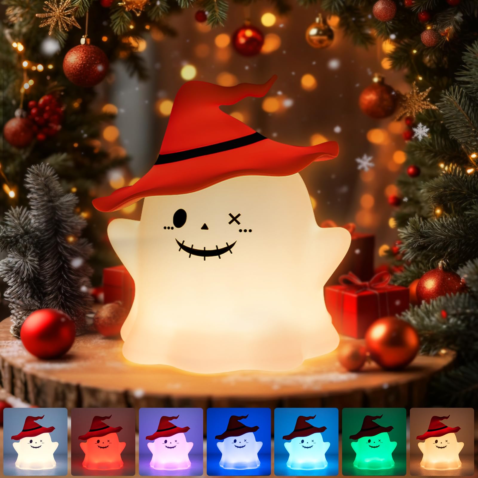 Umlaen 1800Mah Rechargeable Christmas Night Light  Silicone Night Lights  Rgb Color Glow  Bedside Lamp For Bedroom/Nursery/Decor/Christmas Gift (Orange)
