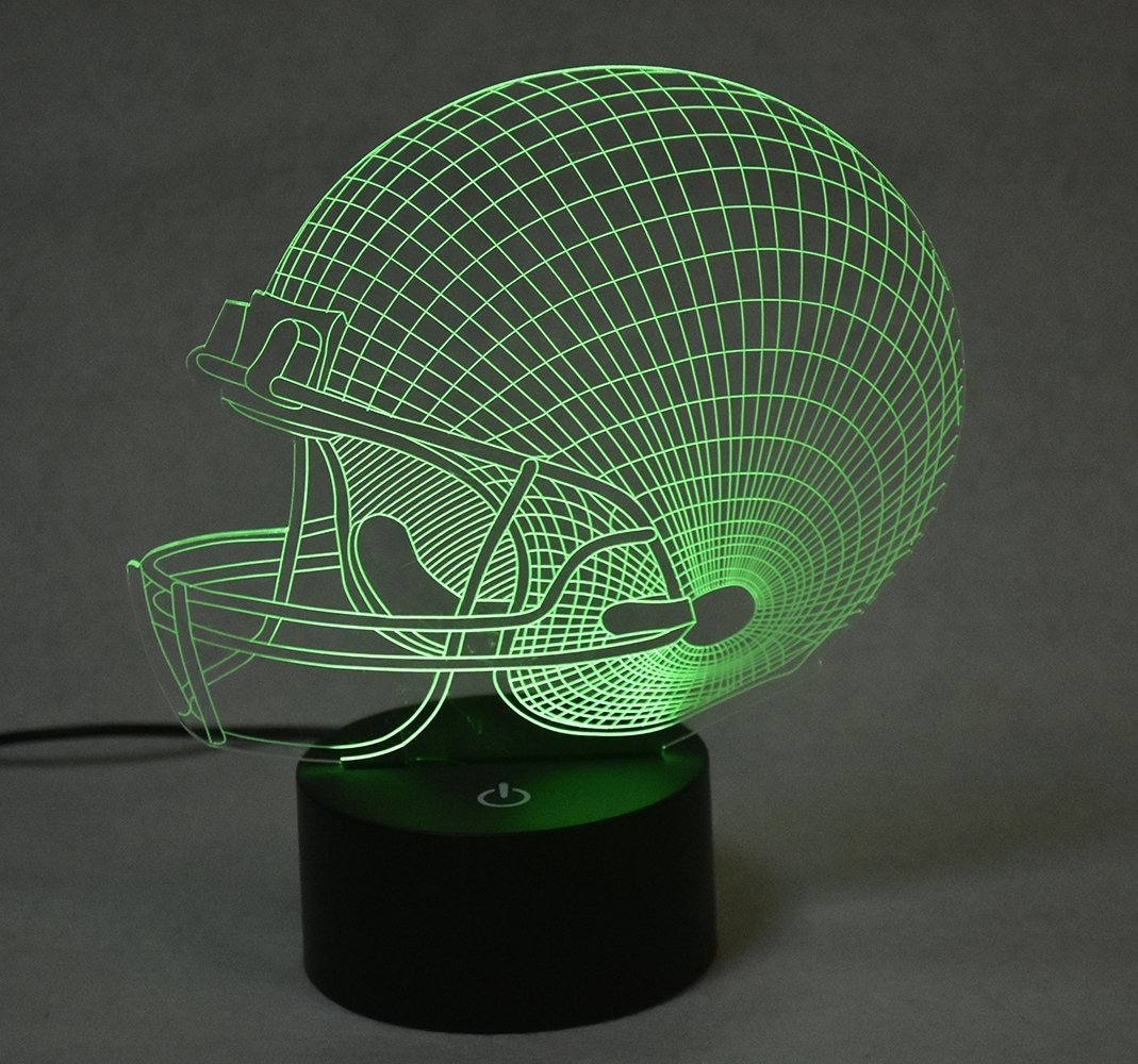 Ticent Football Helmet 3D Lamp Optical Illusion Light, 7 Colors Changing Touch Control Soccer Night Light For Christmas Gifts