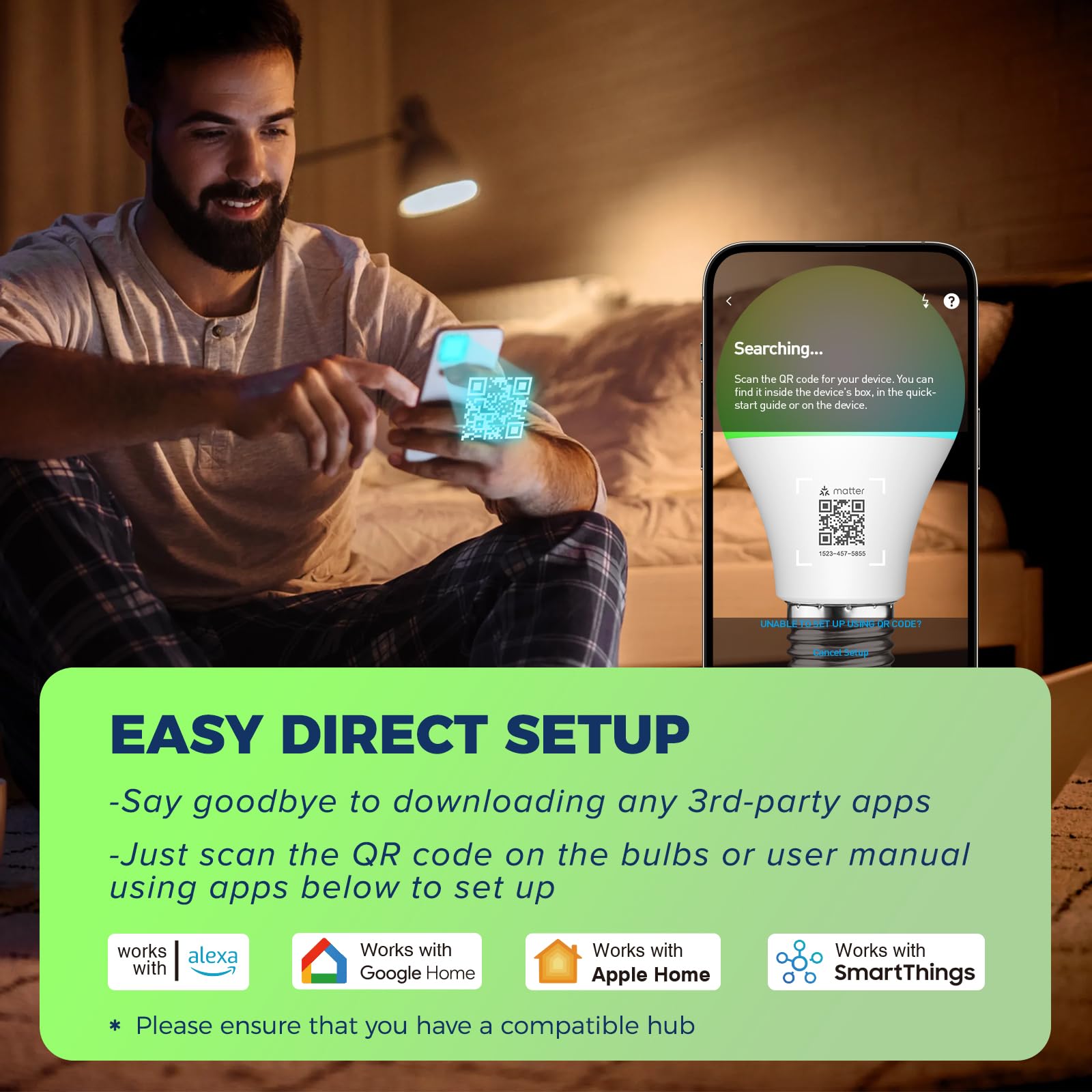 Lightinginside Matter Smart Light Bulbs Compatible With Alexa/Siri/Apple Home/Google Home/Smartthings, Wifi A19 E26 Rgbcw Color