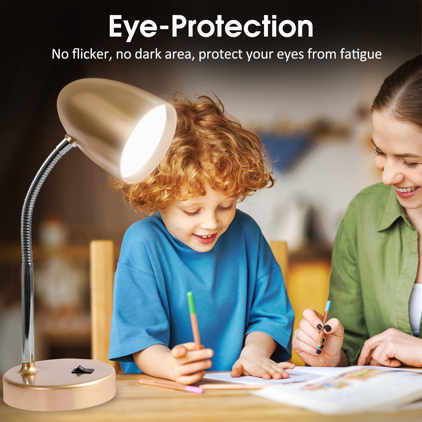 ENERGETIC SMARTER LIGHTING LED Desk Lamp, 3.5W, 240LM, 4000K Cool White, Flexible Gooseneck, Gold, Model MTSL100