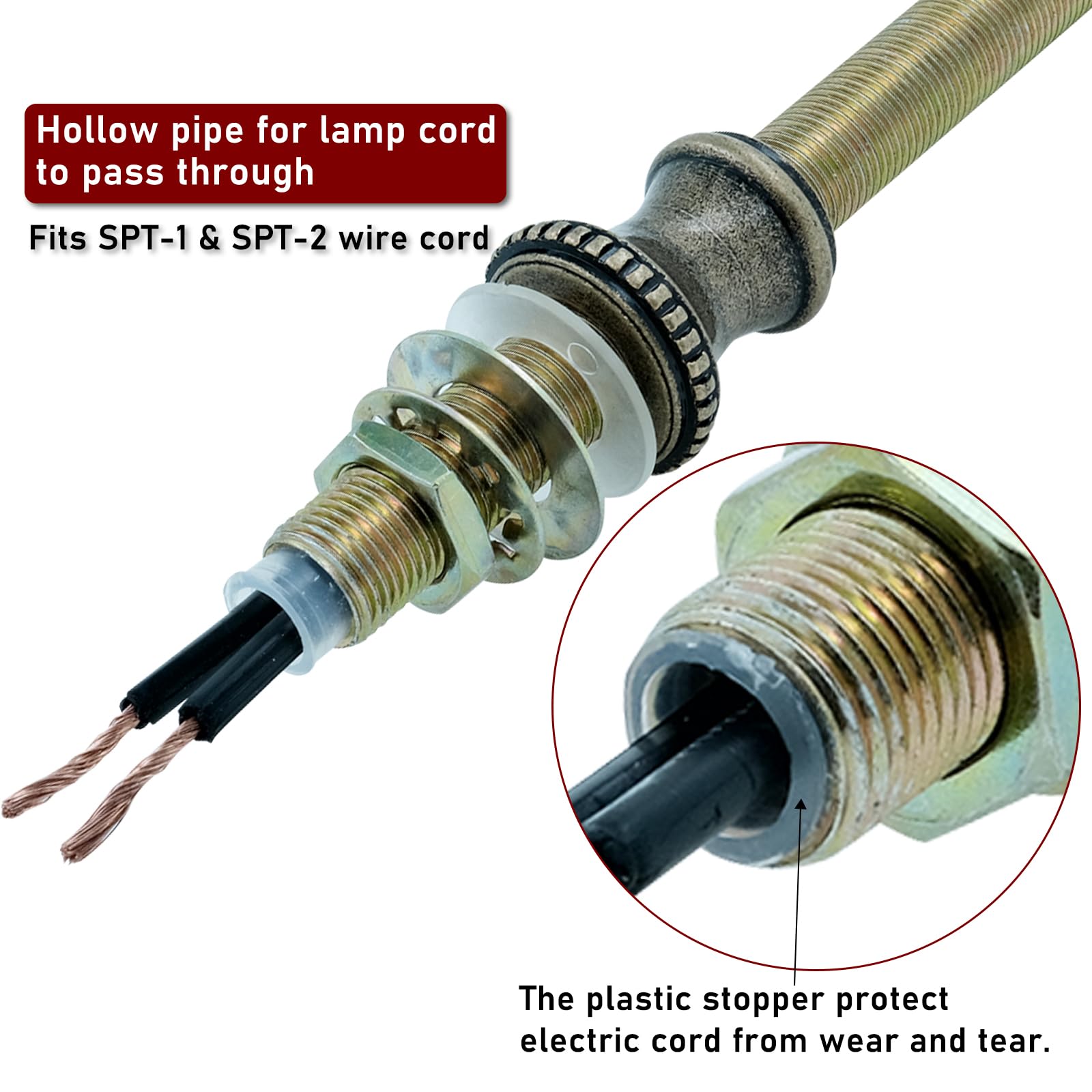 Goochan Lamp Repair Hardware Assortment,All Thread Pipe Lamp Rod,Includes Lamp Nipples,Coupling Pipe Connectors,Switch Knobs,Was