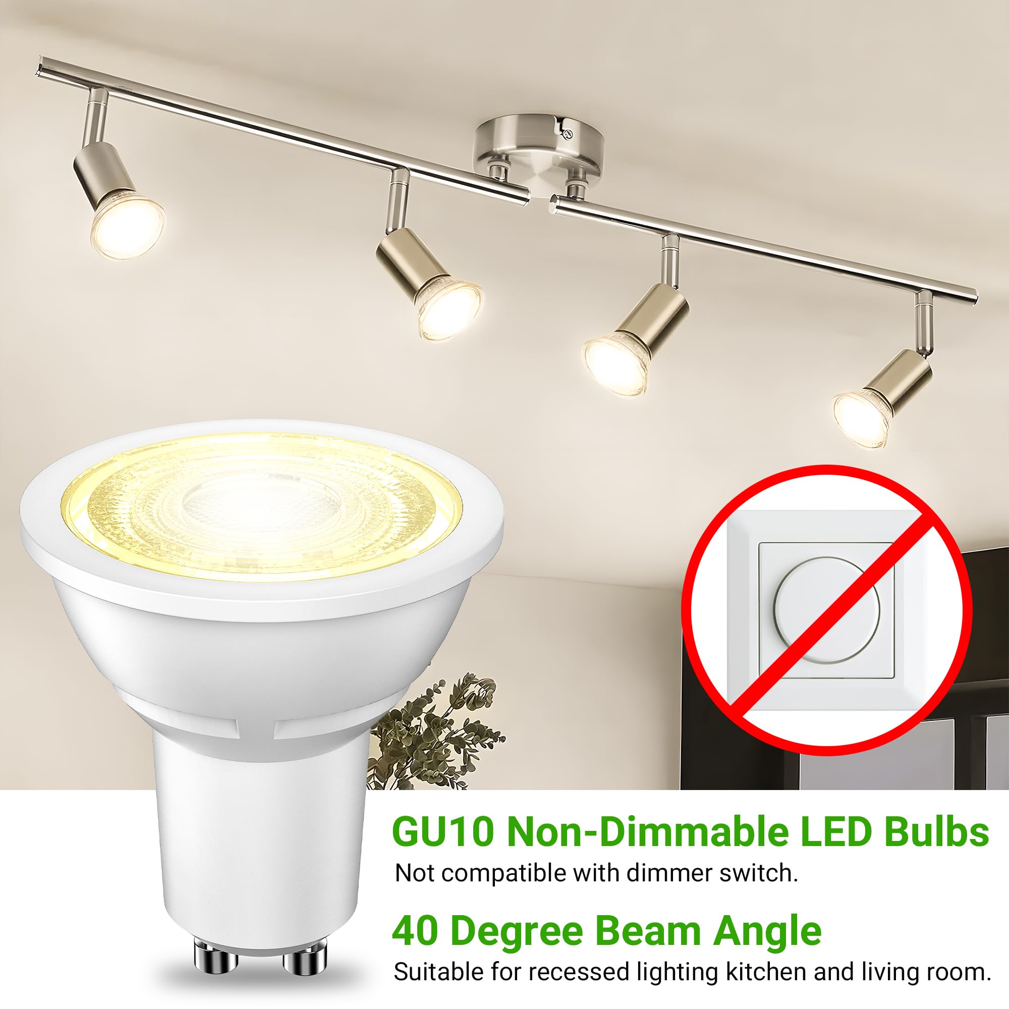 Tjoy Led Gu10 Light Bulbs 12 Pack, 2700K Warm White Gu10 Replacement For Recessed Track Lighting, 35W Equivalent, Non-Dimmable,