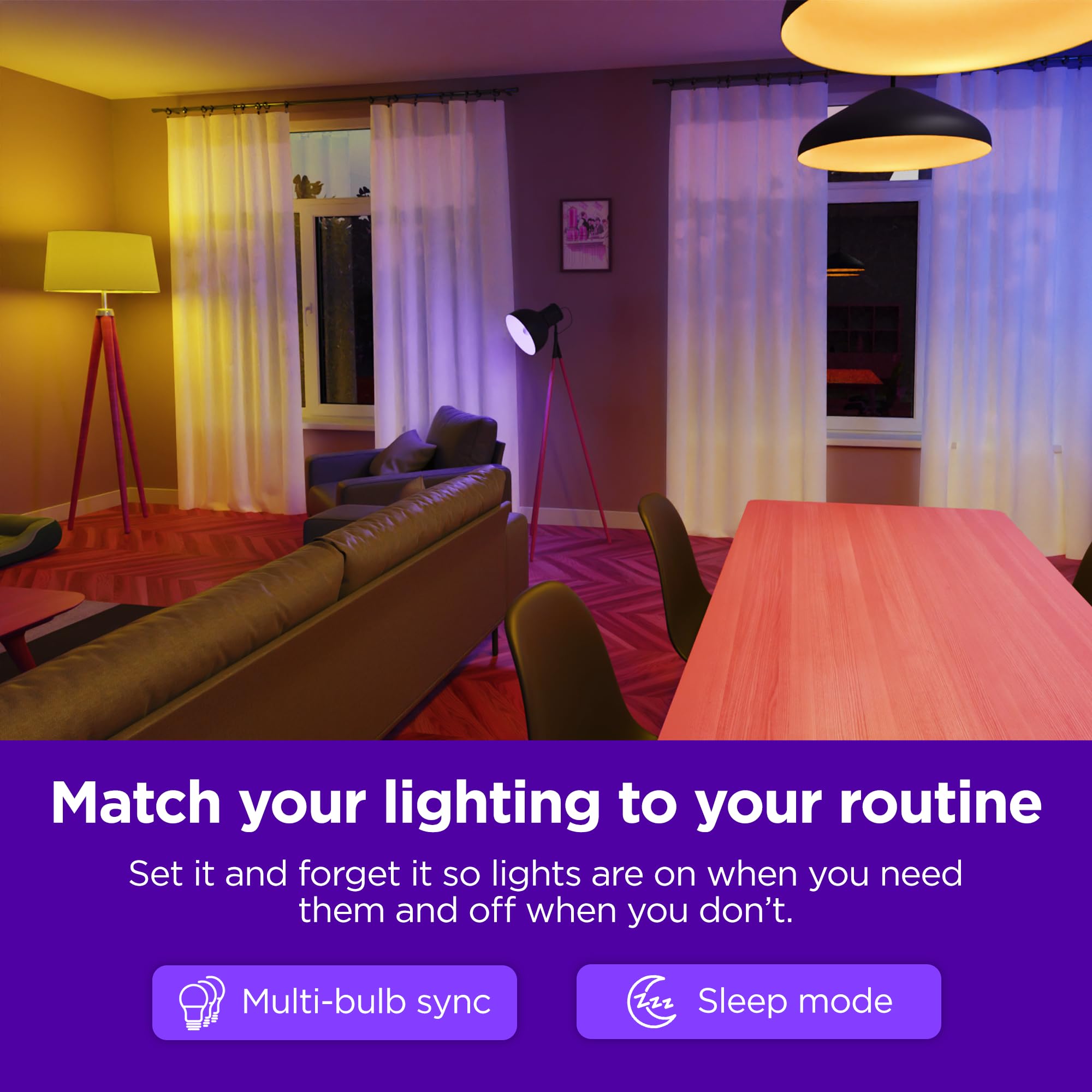 Roku Smart Light Bulbs (Color, 2-Pack) - Dimmable A19 Color Lightbulbs With Adjustable Brightness & Temperature - Wifi Smart Bulbs Works Voice, Alexa & Google Assistant - Smart Home Products