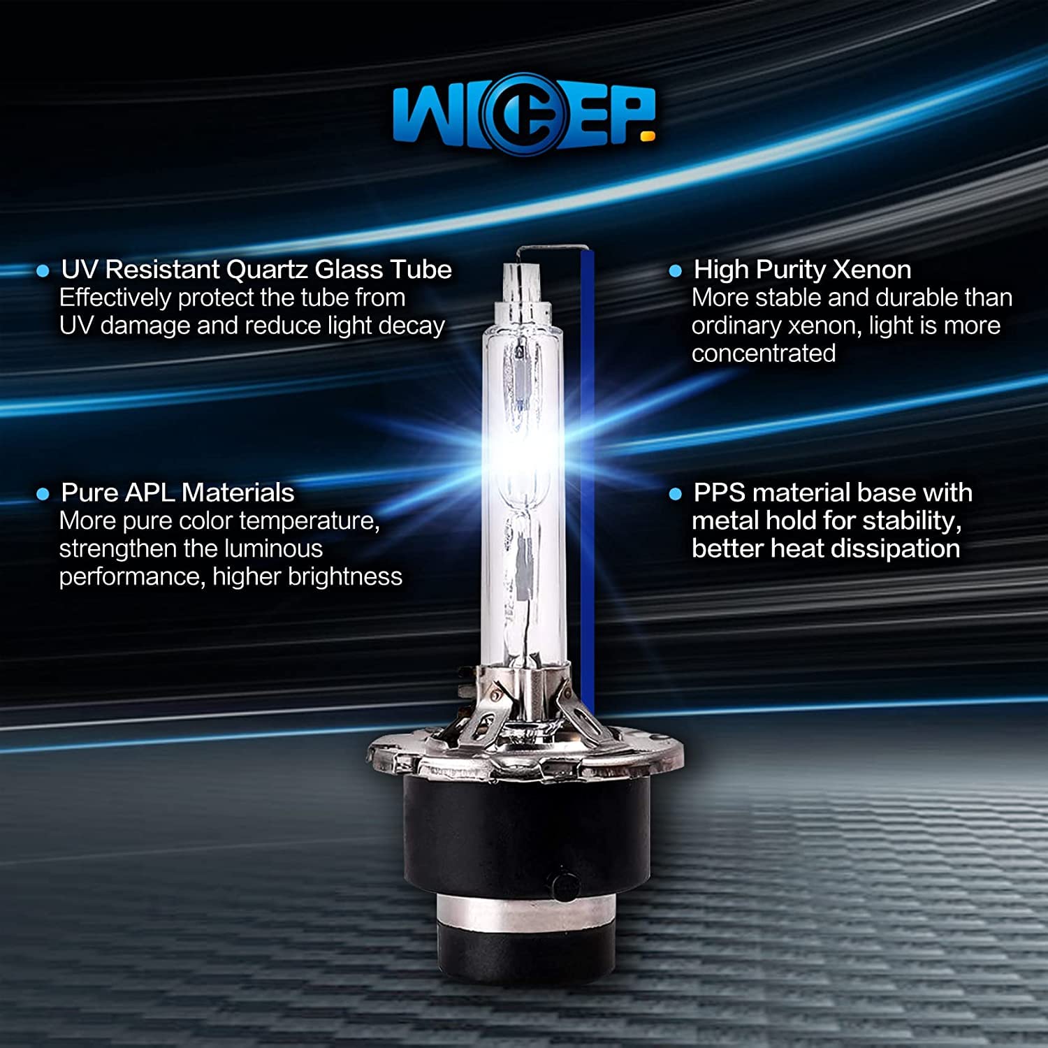 wideep D2S Xenon HID Headlight Bulbs 8000K 35W Replacement for High Low Beam, 2 Pcs
