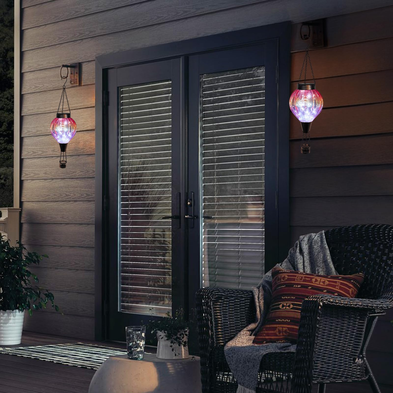 Dreamskip 2Pc Hot Air Balloon Solar Lantern Outdoor Waterproof  Gradient Orange Glass Balloon Lantern Lights  Hanging Solar Lights For Outside Patio Garden Tree Porch Yard Gift For Women Mom