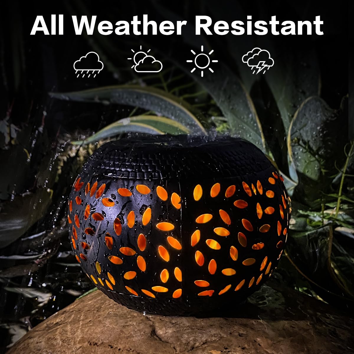 Pearlstar Solar Table Light - 2 Pack Waterproof Dancing Flickering Flame Lamp - Black Metal - Decorative Lantern for Outdoor/Indoor Use