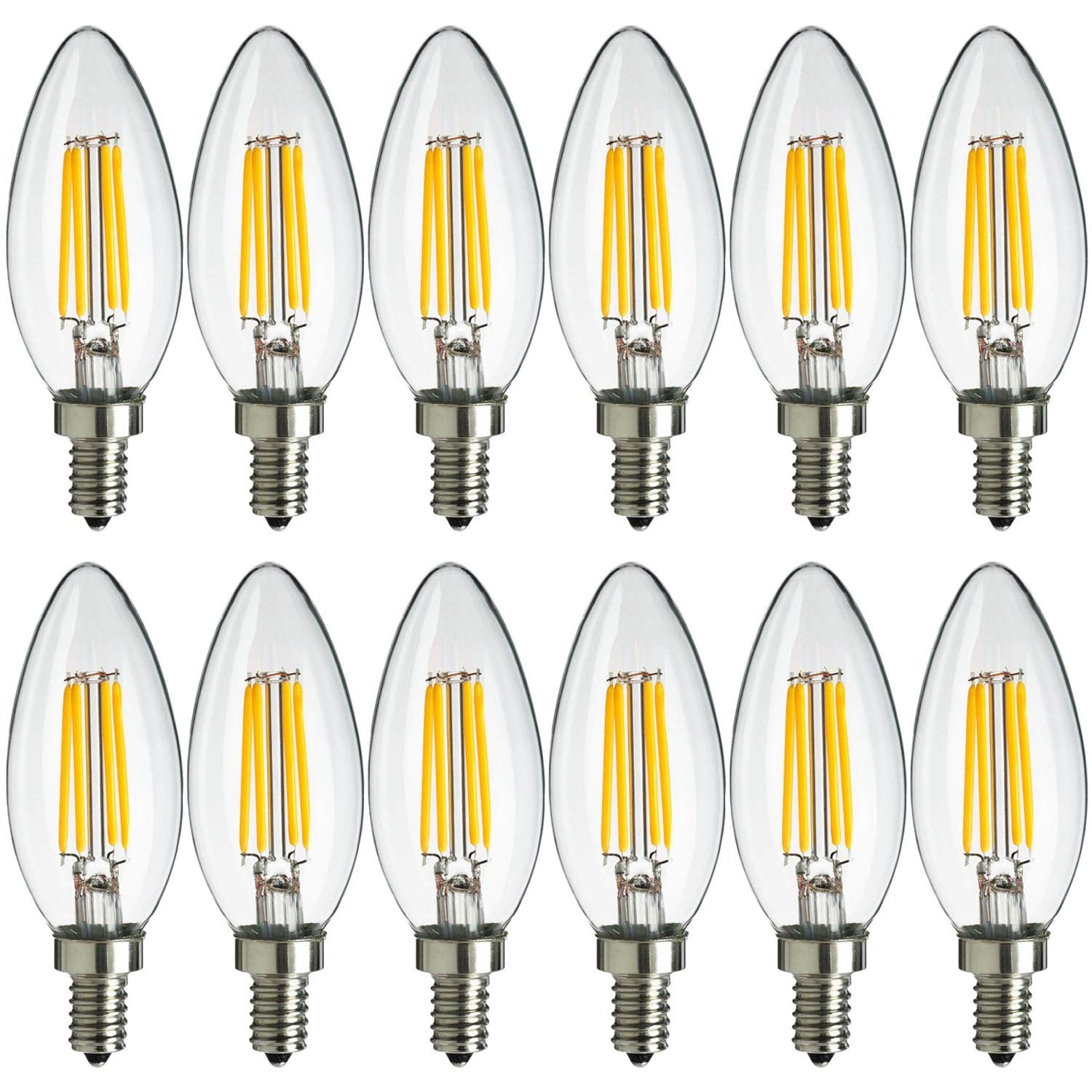 Maxlite Candelabra LED Bulbs, Dimmable, 40W Equivalent, 300 Lumens, Soft White, E12 Base, 12-Pack, Energy Star, Wet Rated