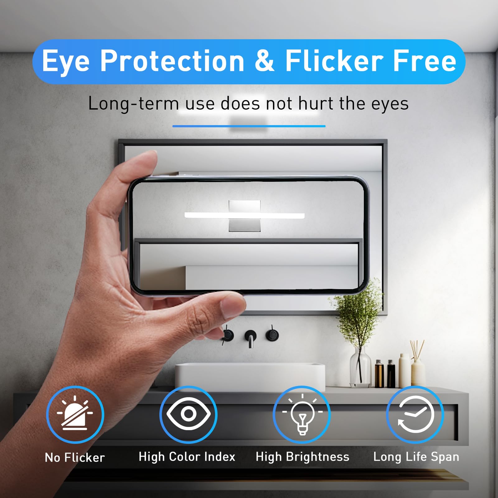 Combuh 16Inch Led Bathroom Vanity Light Bar Color Changing 3Cct Dimmable Shining Over Mirror Lighting Fixture Indoor Wall Sconce