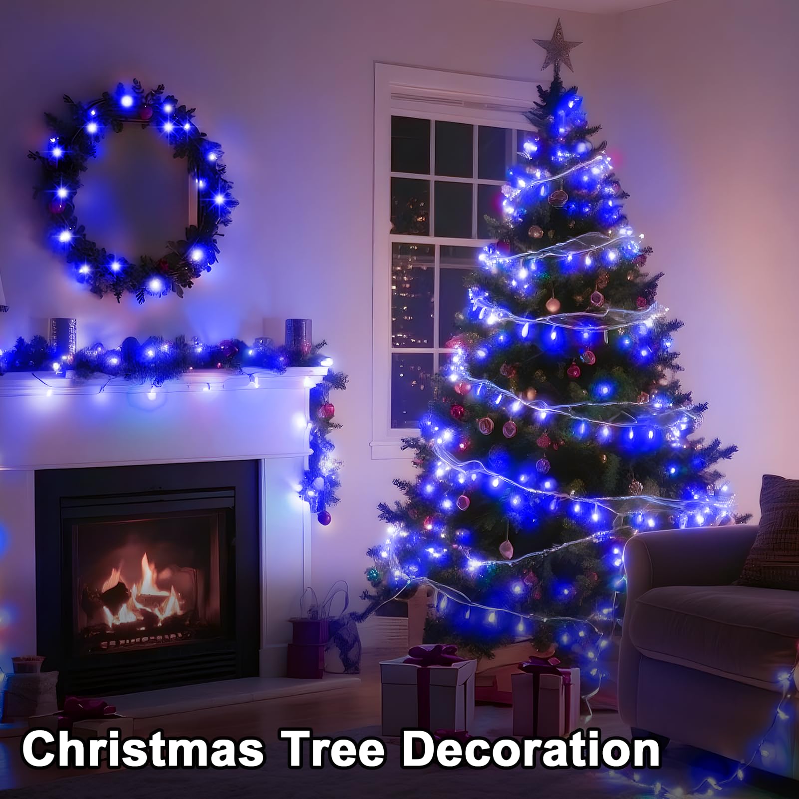 Jdgjyds 393 Ft Christmas Lights 1000 Led Xmas Lights Outdoor Christams String Lights Waterproof 8 Modes & Timer  Fairy Lights Plug In For  ing  Patio  Party  Holiday Christmas Decor (Blue)