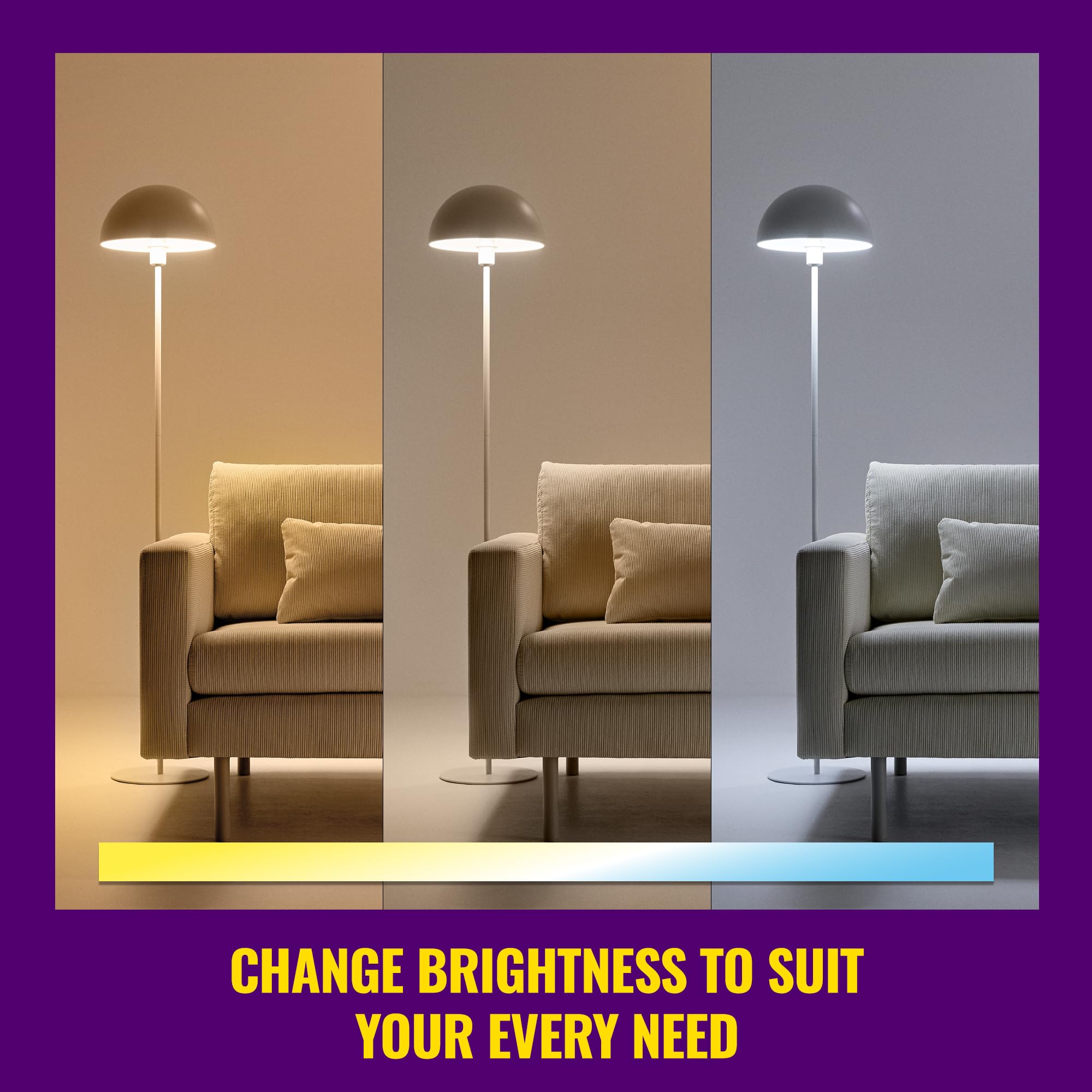 WiZ Connected 65W BR30 LED Smart Light Bulbs, E26, Wi-Fi, Voice/App Control, Motion Activation, 4 Pack, Plastic