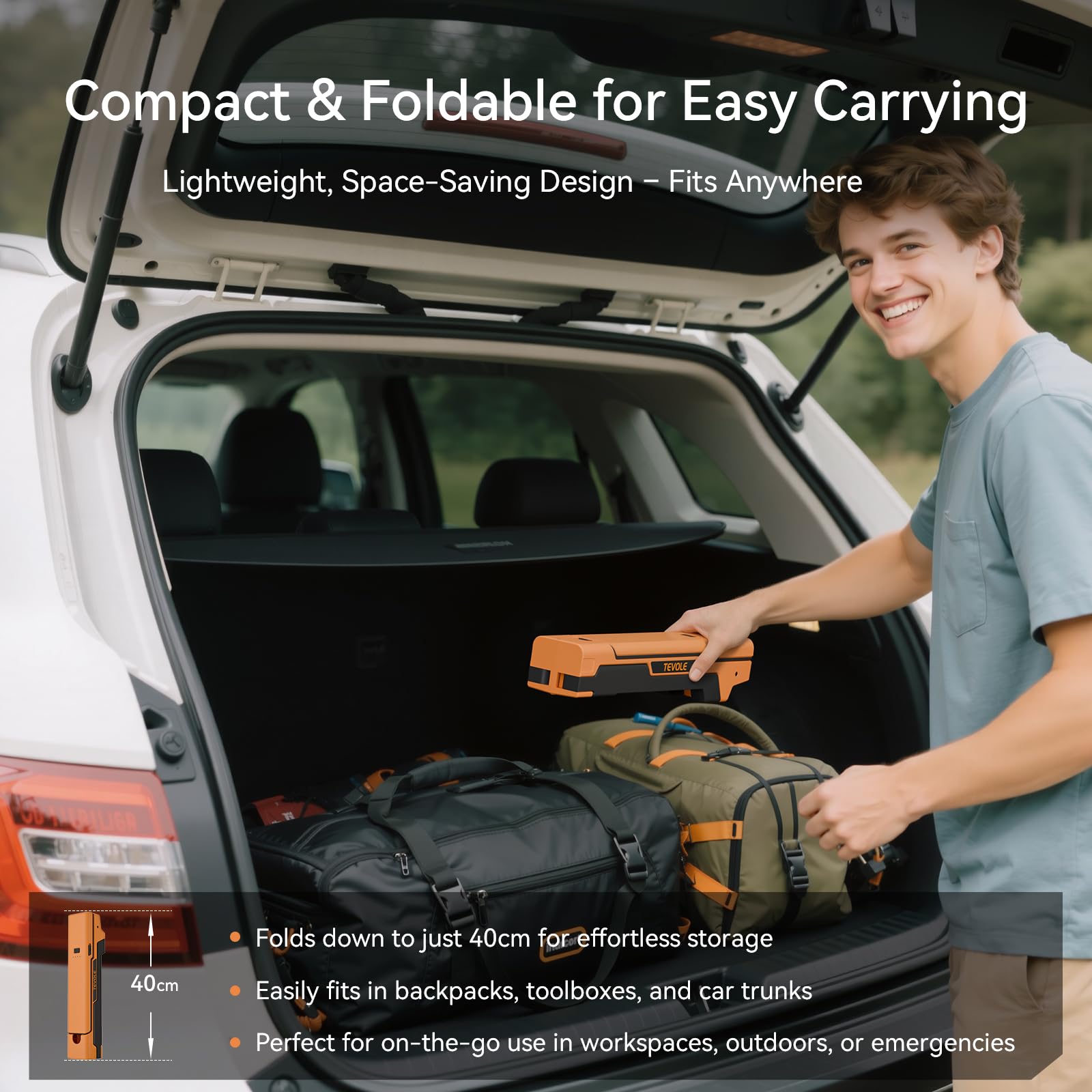 LED Work Light with Stand Foldable Tripod Lighting 1500LM Adjustable Stand for Construction, Outdoor, DIY Camping, Gift for Man