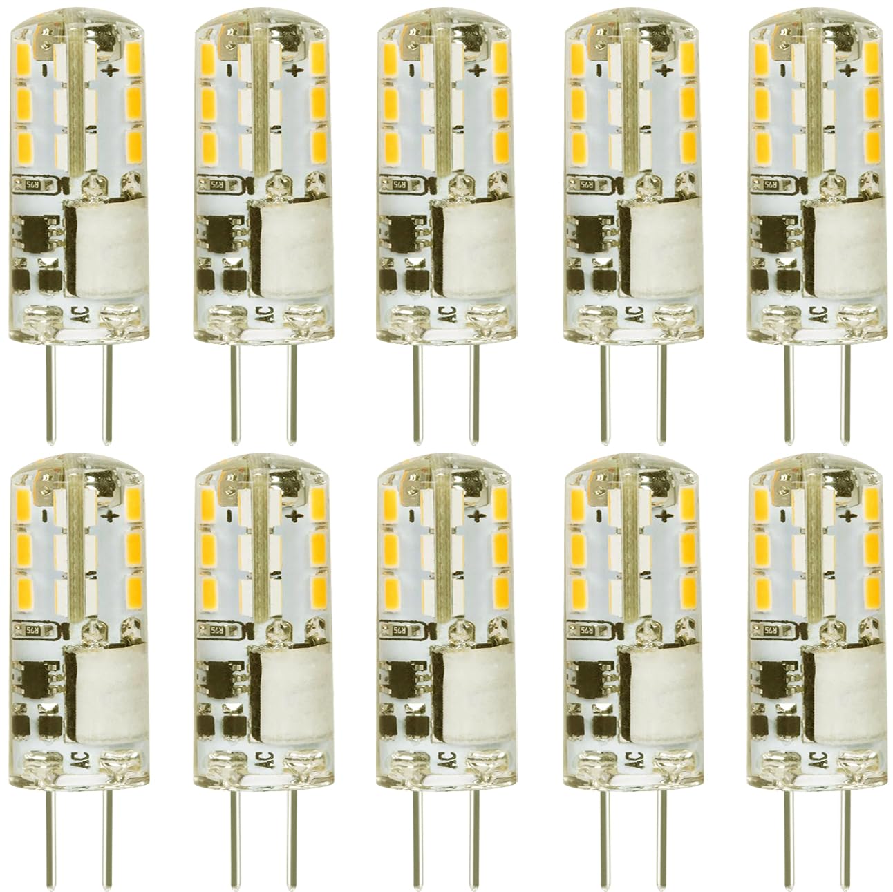 Aimeoko G4 Led Bulb 12V (Ac/Dc) 2W - Warm White 2700K, Non-Dimmable, Bi Pin Base, 10-Pack - Replace 10W-20W Halogen Bulbs For Ho