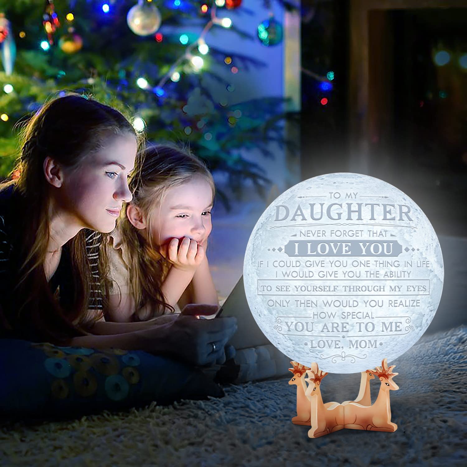 K Kenon Mother'S Day Birthday Gifts For Daughter From Mom, Engraved 3D Night Light With Touch Control Brightness, Christmas Wedding Gift For Daughter