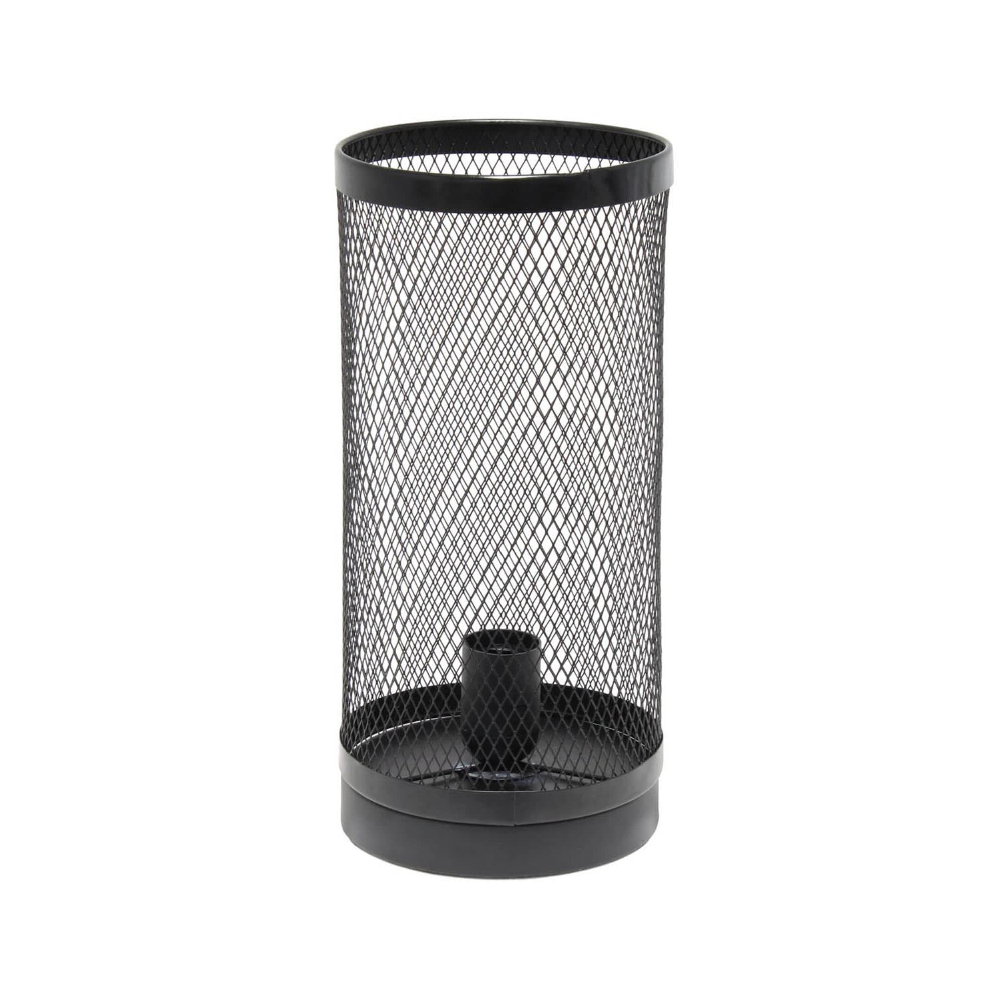 Simple Designs Black Mesh Cylindrical Steel Table Lamp, Model LT1075-BLK, Pack of 1